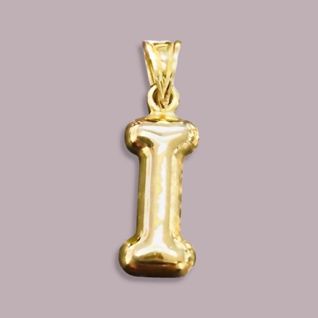 Puffy Balloon Letter 10K Yellow Gold Pendants