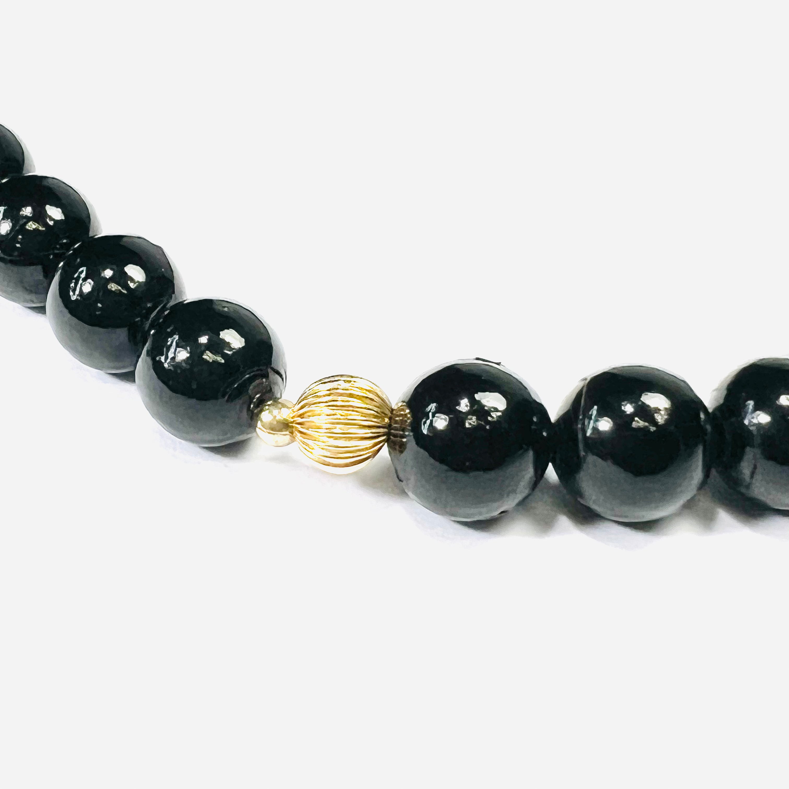 Black Coral Bead 14K Yellow Gold Clasp Necklace