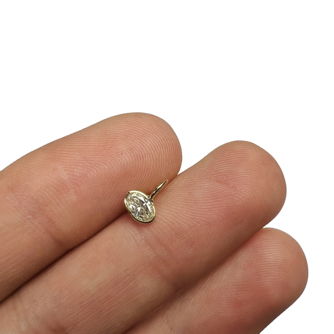 .40ct Oval Diamond Pendant Charm 14K Gold 7.5x6mm