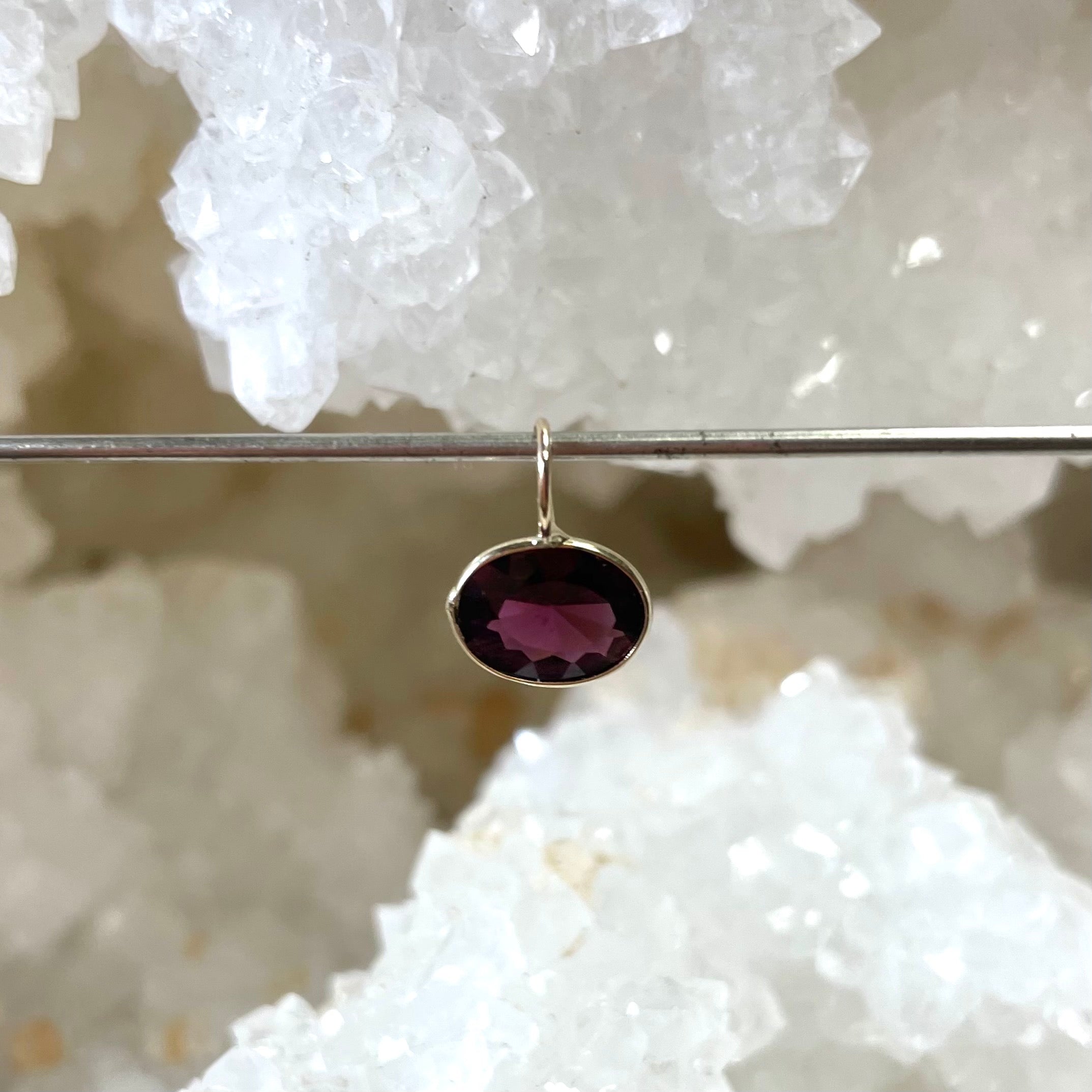 Natural Garnet 14K Yellow Gold Pendant Charm