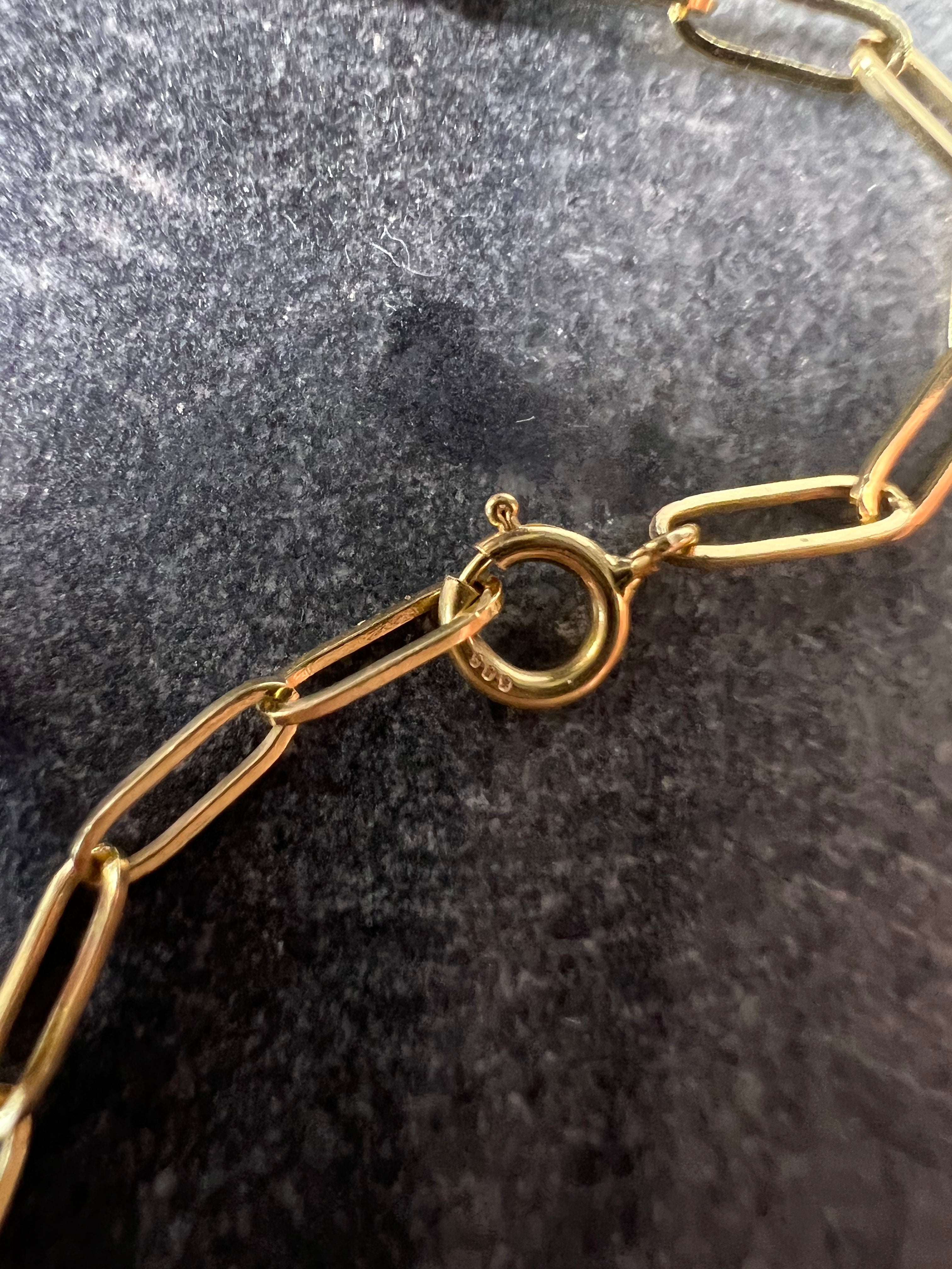 14K Yellow Gold Clasp Pink Sapphire Beaded Anklet 9.5"