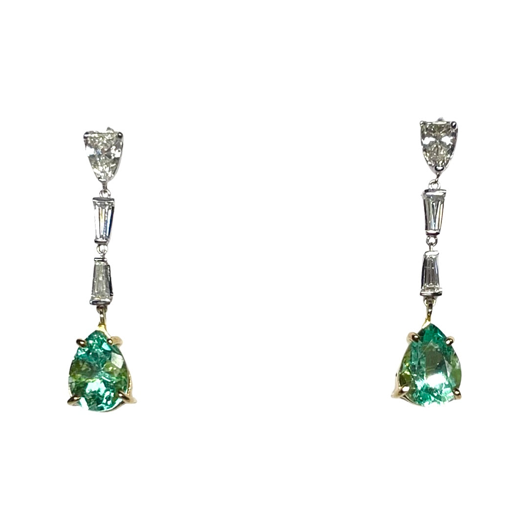 Long Emerald Diamond Earrings