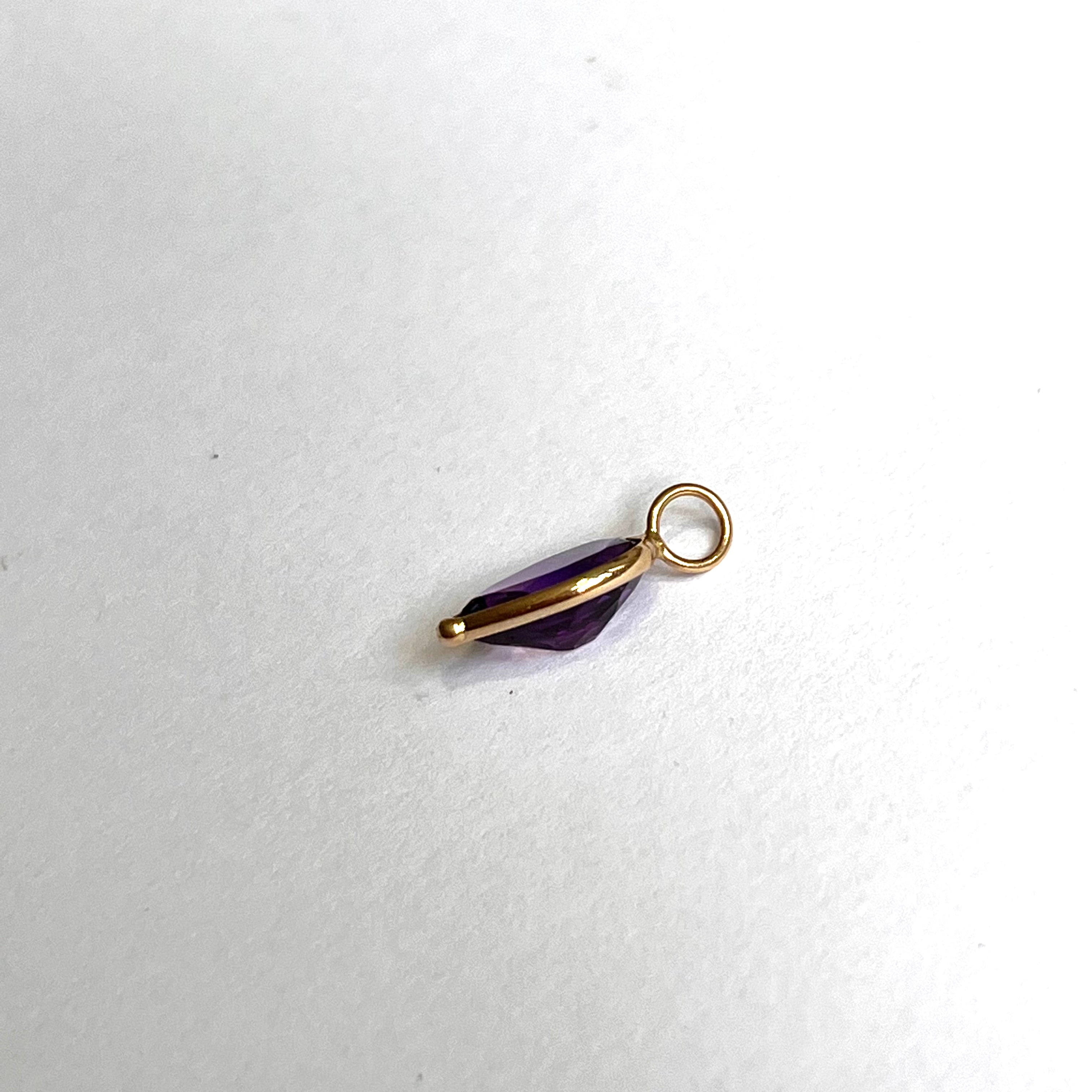 1.77ct Natural Pear Drop Amethyst 14K Yellow Gold Pendant Charm 16x7mm