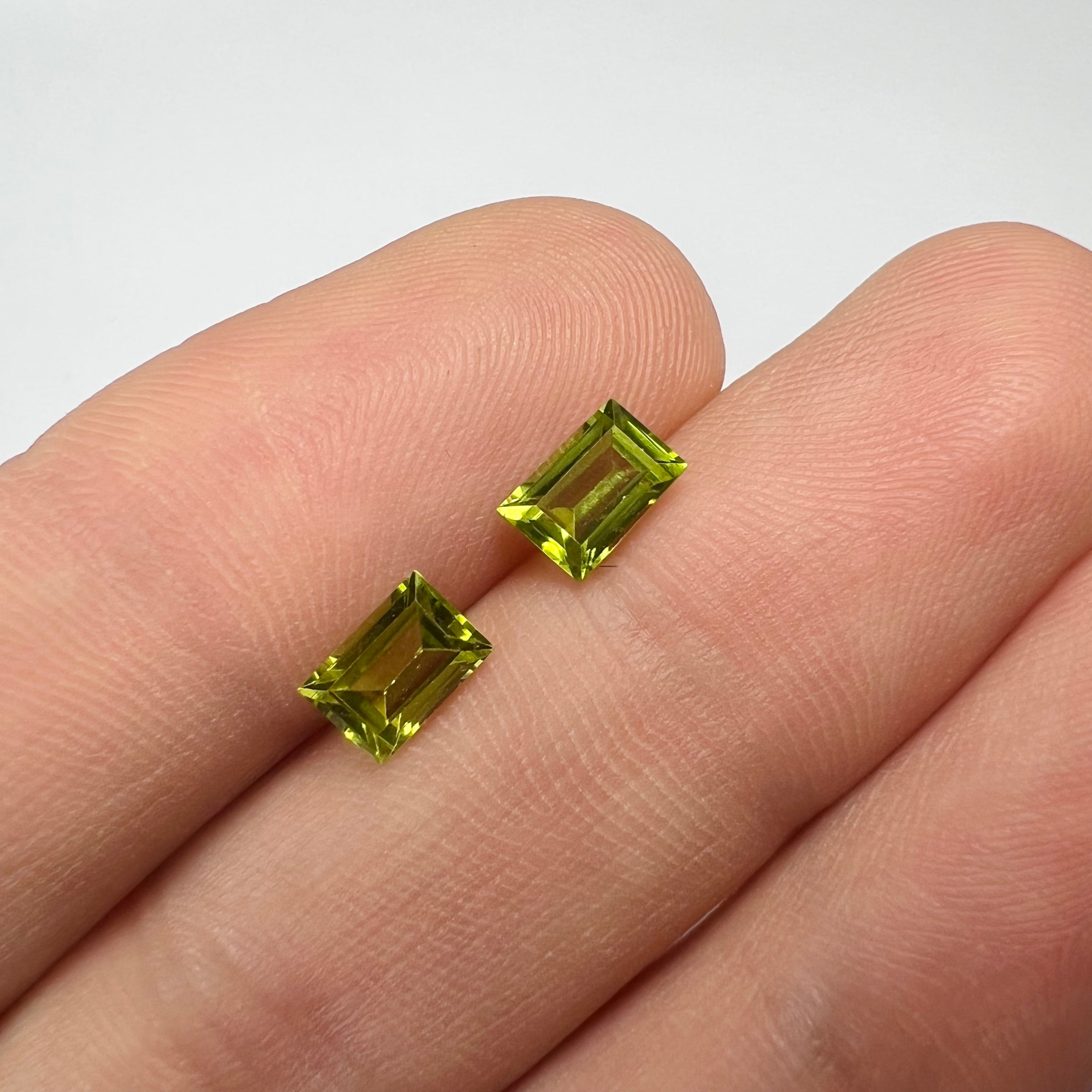 1.50CTW Pair of Loose Natural Baguette Cut Peridot 6.18x4.25x2.95mm Earth mined