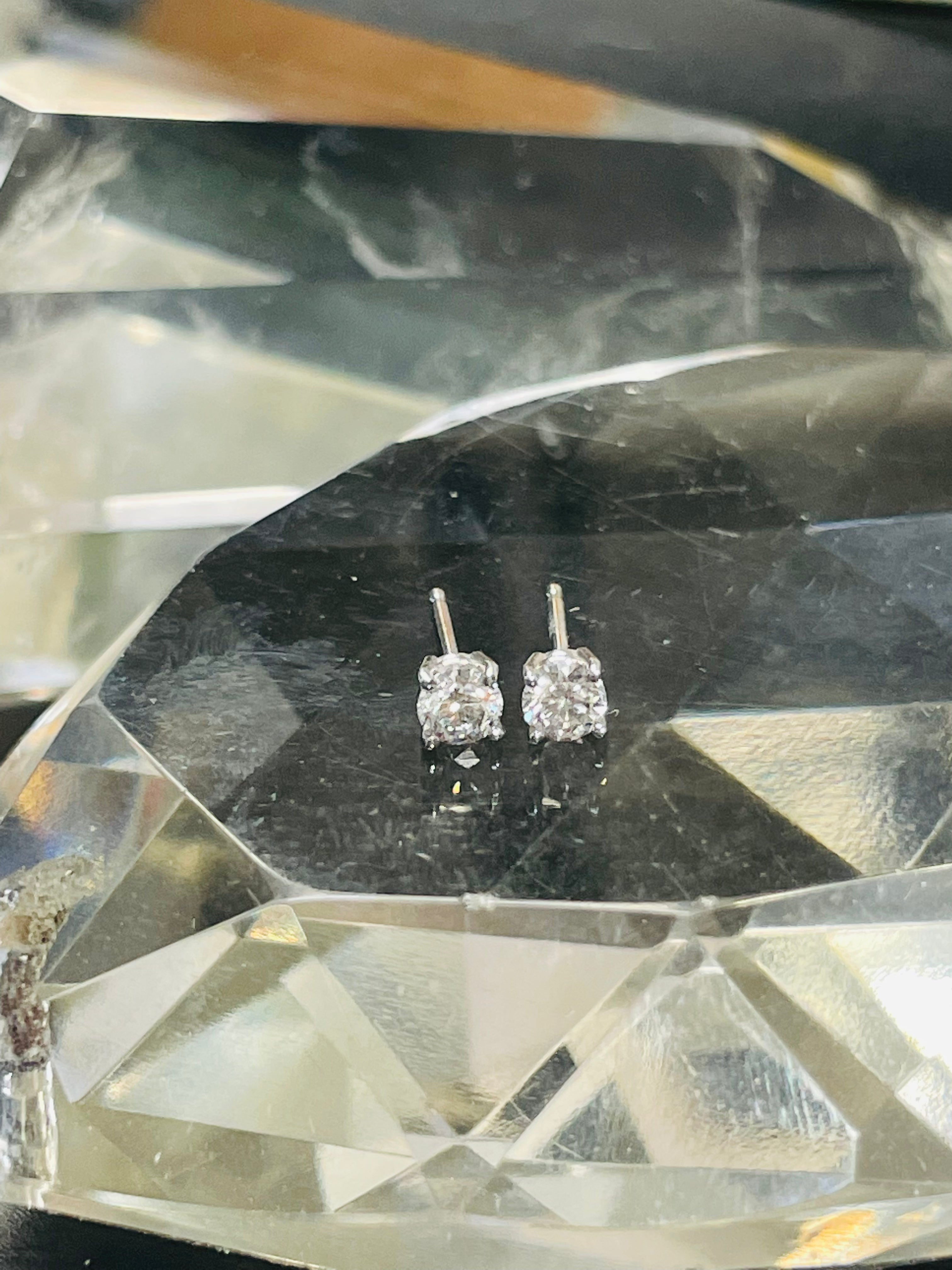 .28CT Round Old Mine G/H I1 White Gold Earring Studs