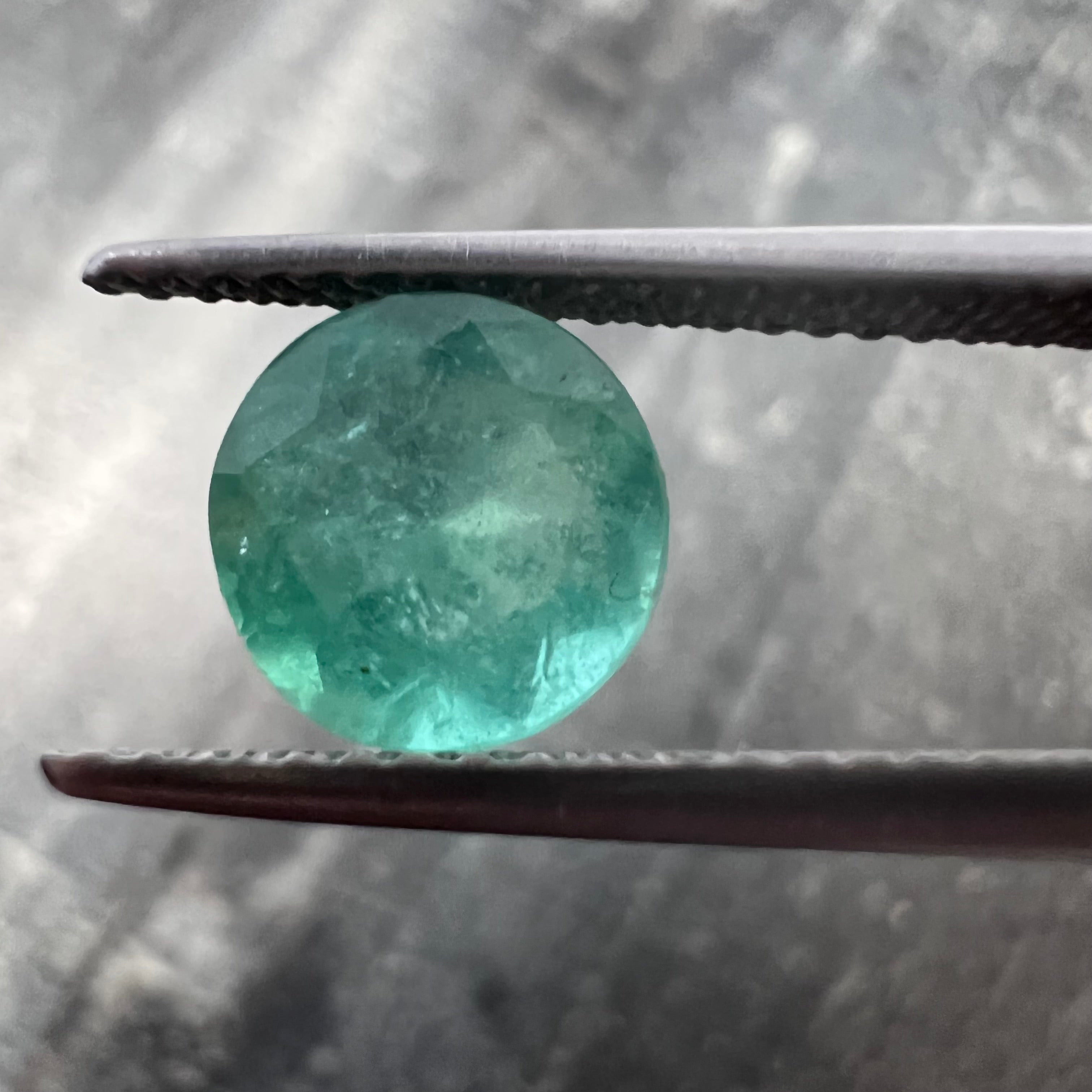1.17CT Loose Natural Colombian Emerald Brilliant Cut Round Shape 7.11x4.37mm
