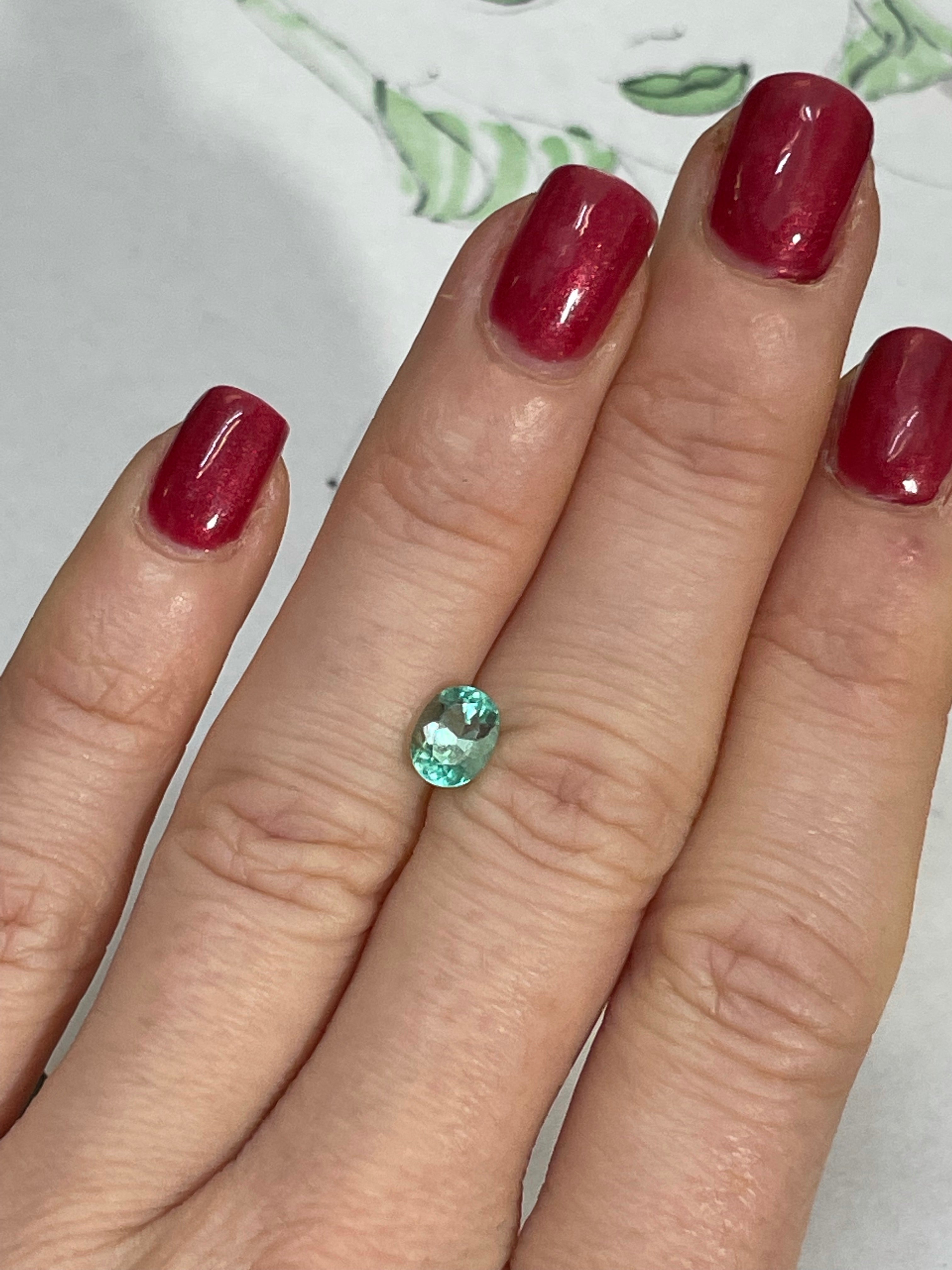 .96CT Natural Colombian Emerald Oval Loose 7x5.5mm