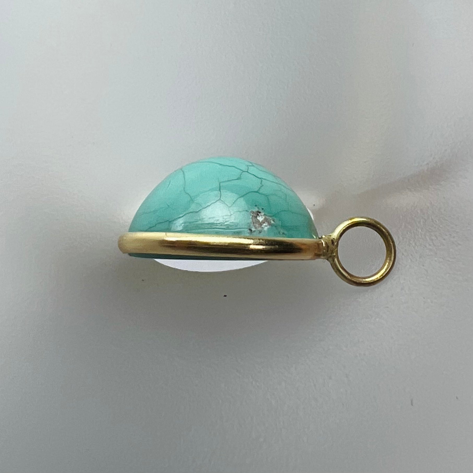 14k Turquoise Yellow Gold Pendant Charm 17x11mm