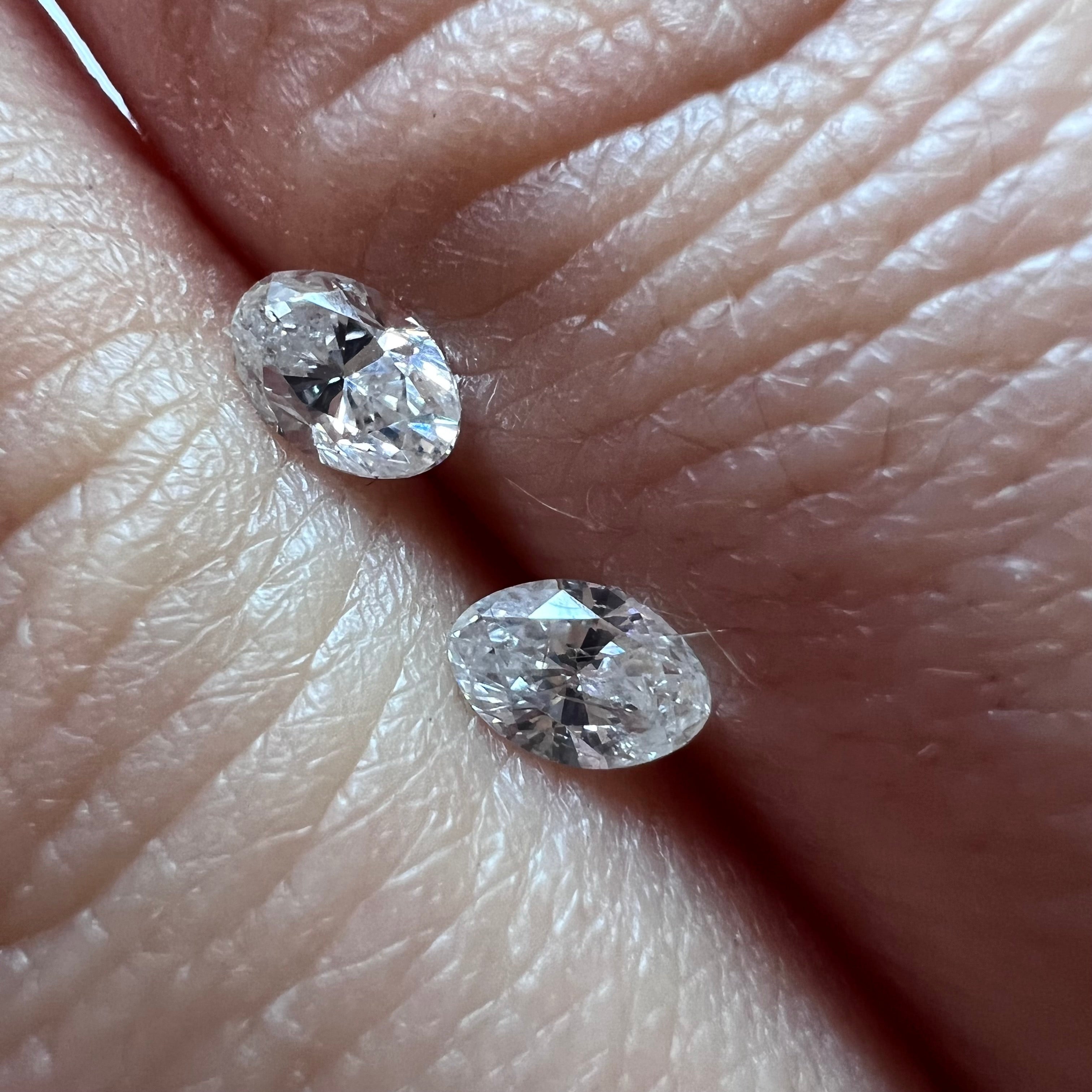 .59CTW Pair of Natural Oval Cut Diamonds SI2 K-M Natural and Earth mined