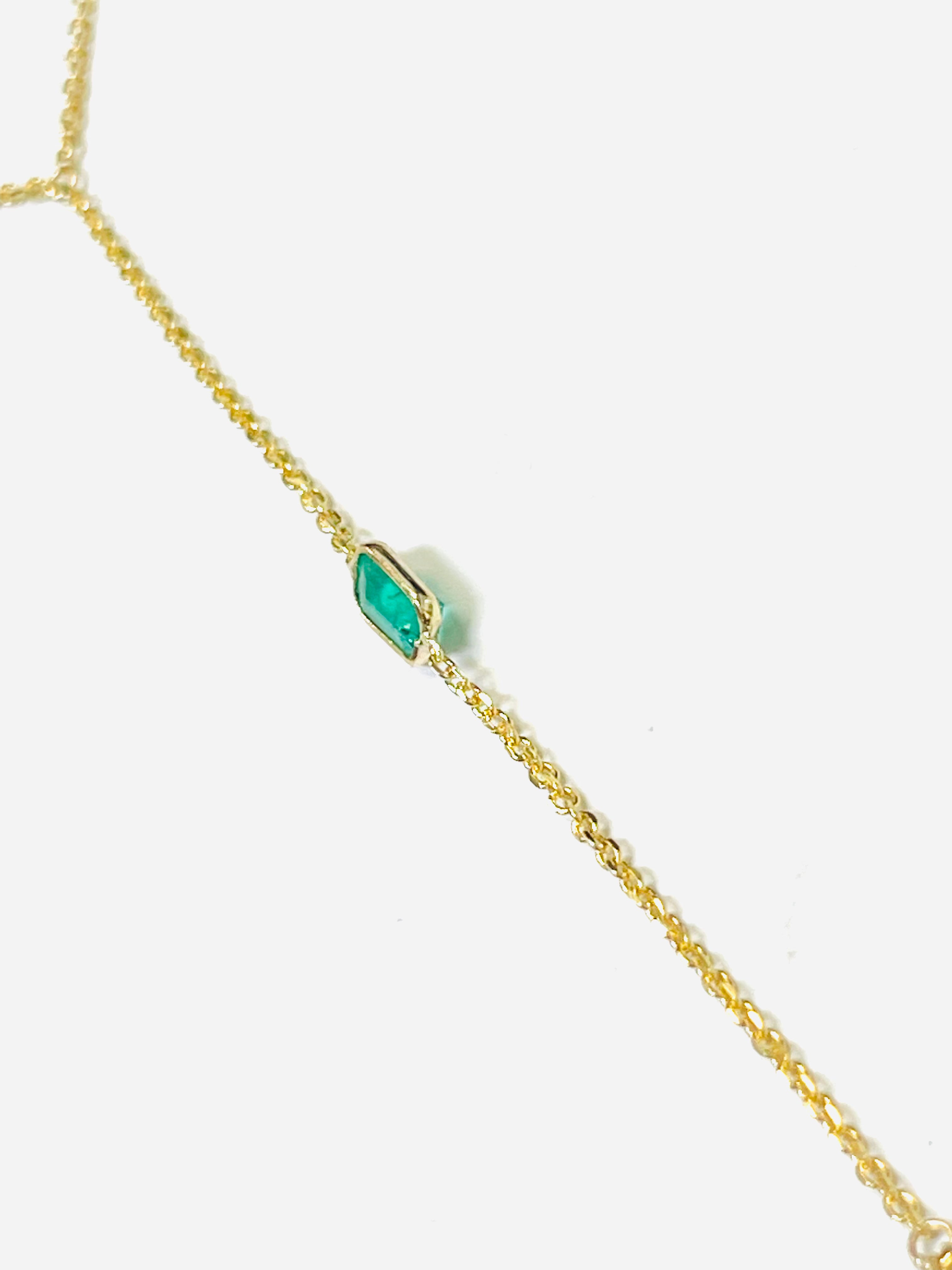 Colombian Emerald Handchain 14k Yellow Gold