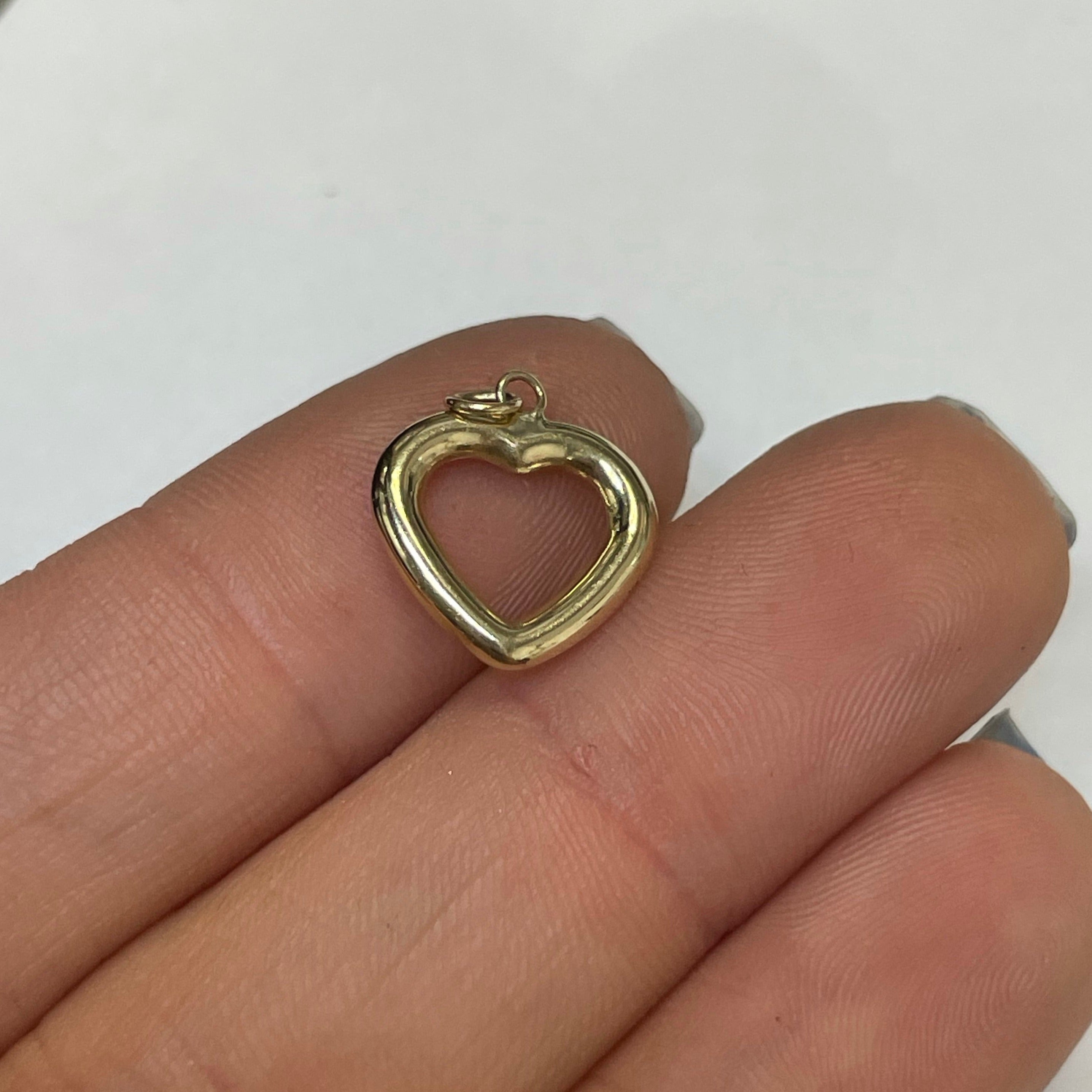 14K Yellow Gold Puffy Heart Pendant Charm