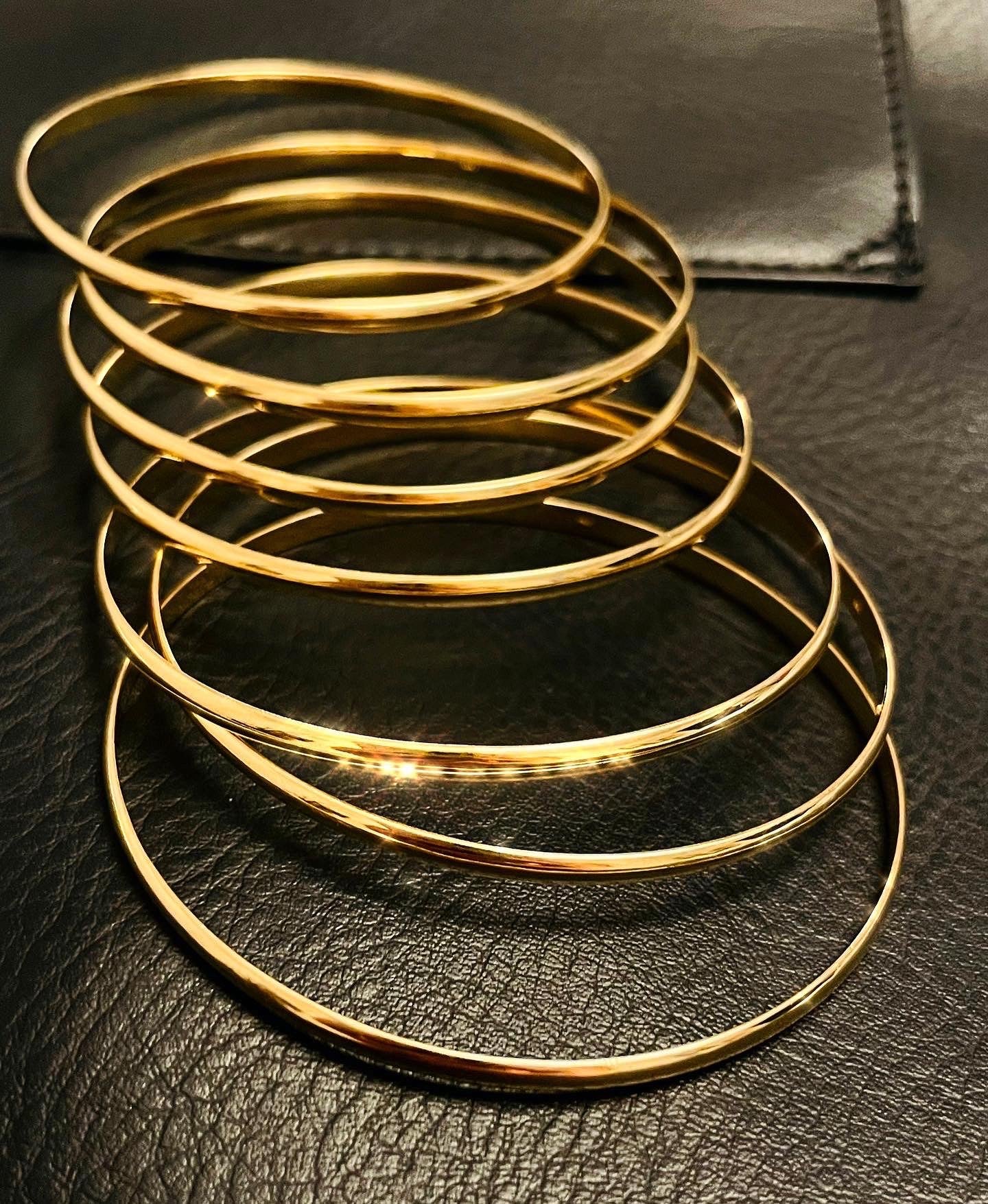Seven Bangle Semanario 14K Solid Yellow Gold Set