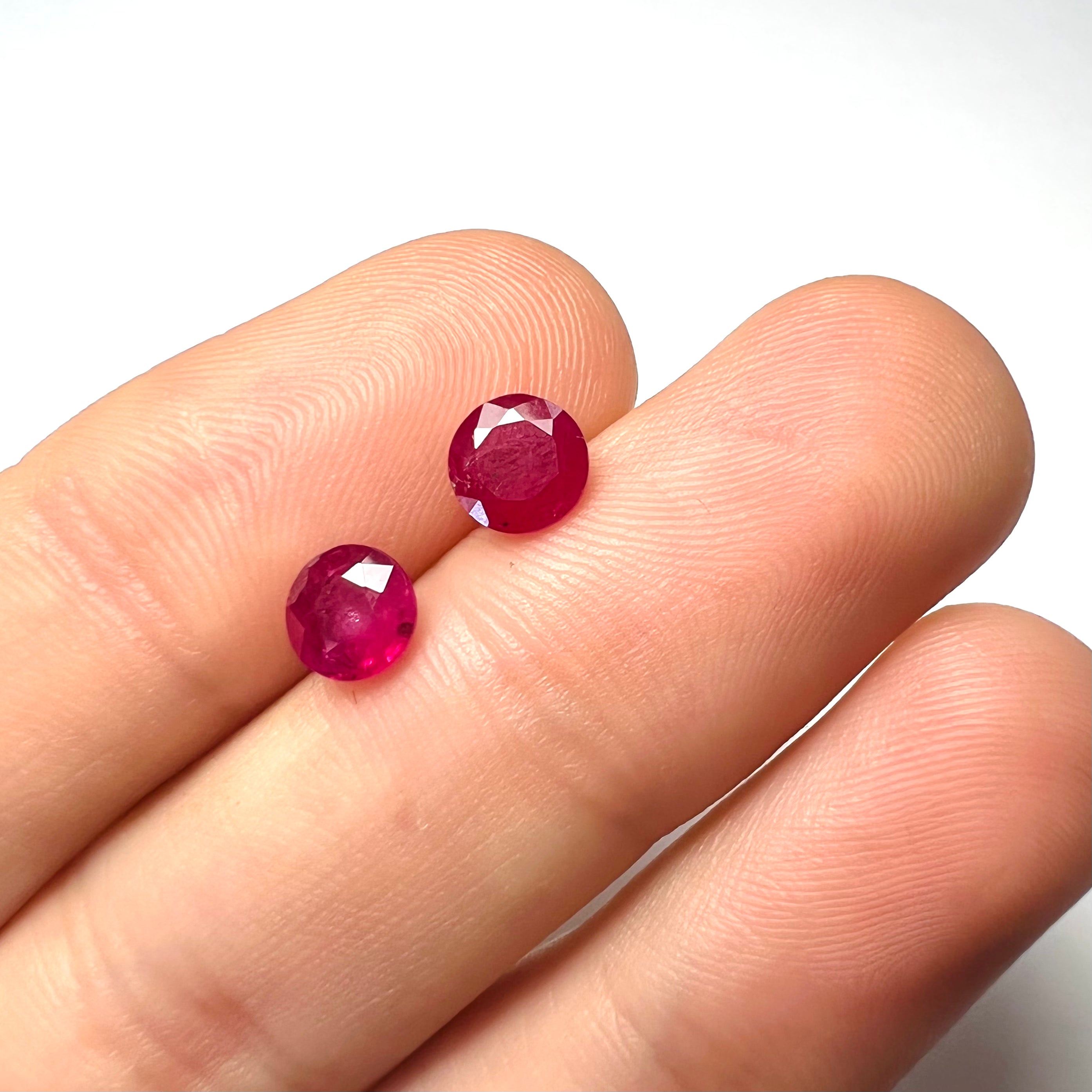 1.95CTW Pair of Natural Round Loose Ruby Earth mined Gemstone