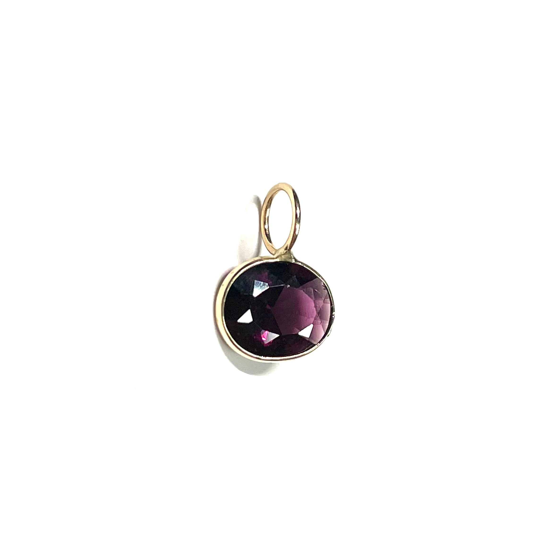 Natural Garnet 14K Yellow Gold Pendant Charm