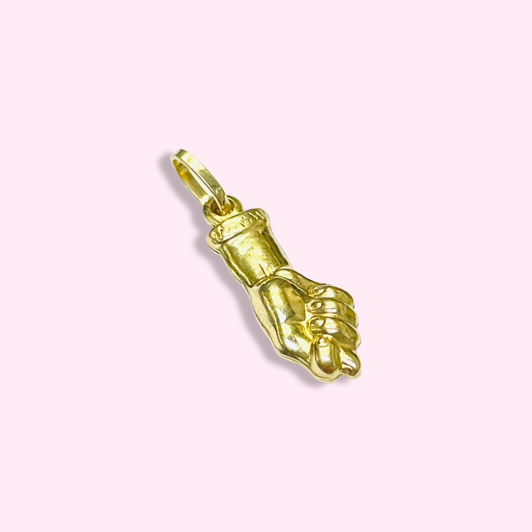14K Yellow Gold Figa Fist Charm Pendant