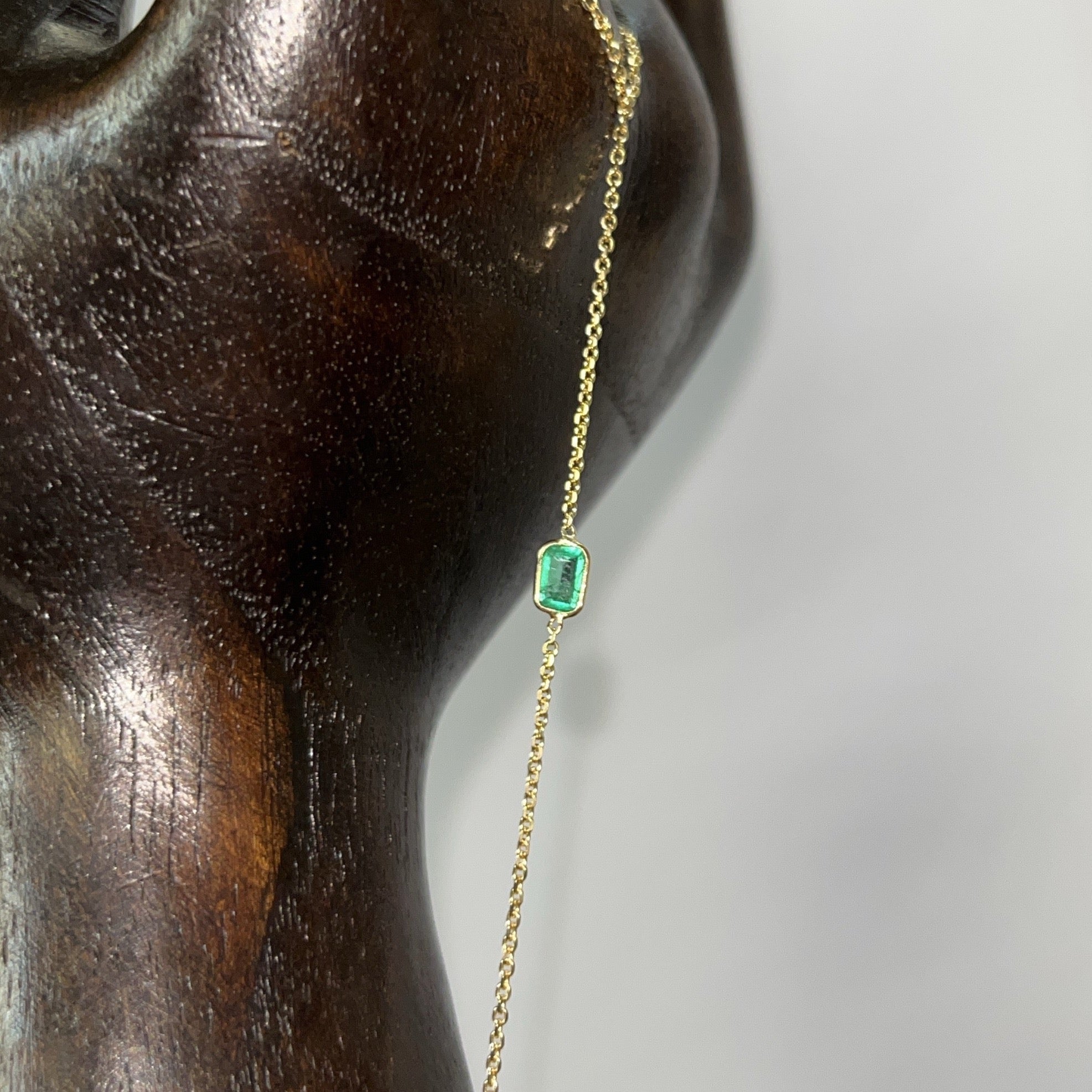 Colombian Emerald Handchain 14k Yellow Gold