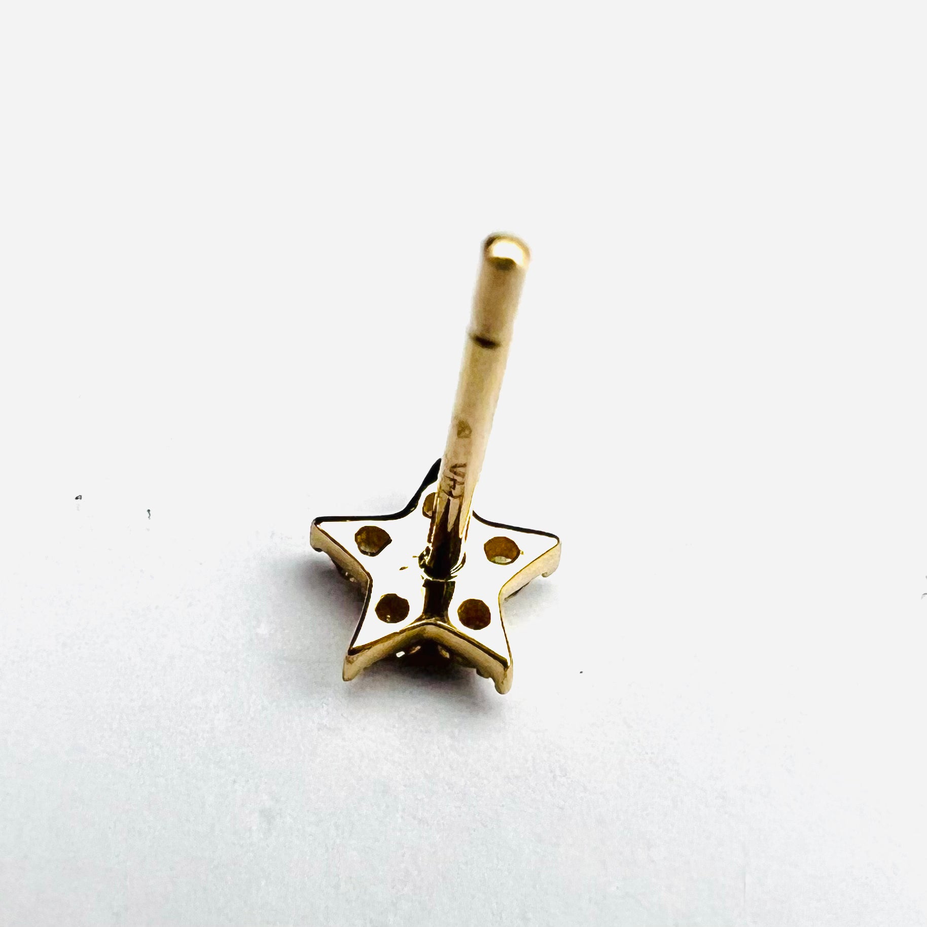 Diamond Celestial 14K Yellow Gold Diamond Single Star Earring Stud 5mm