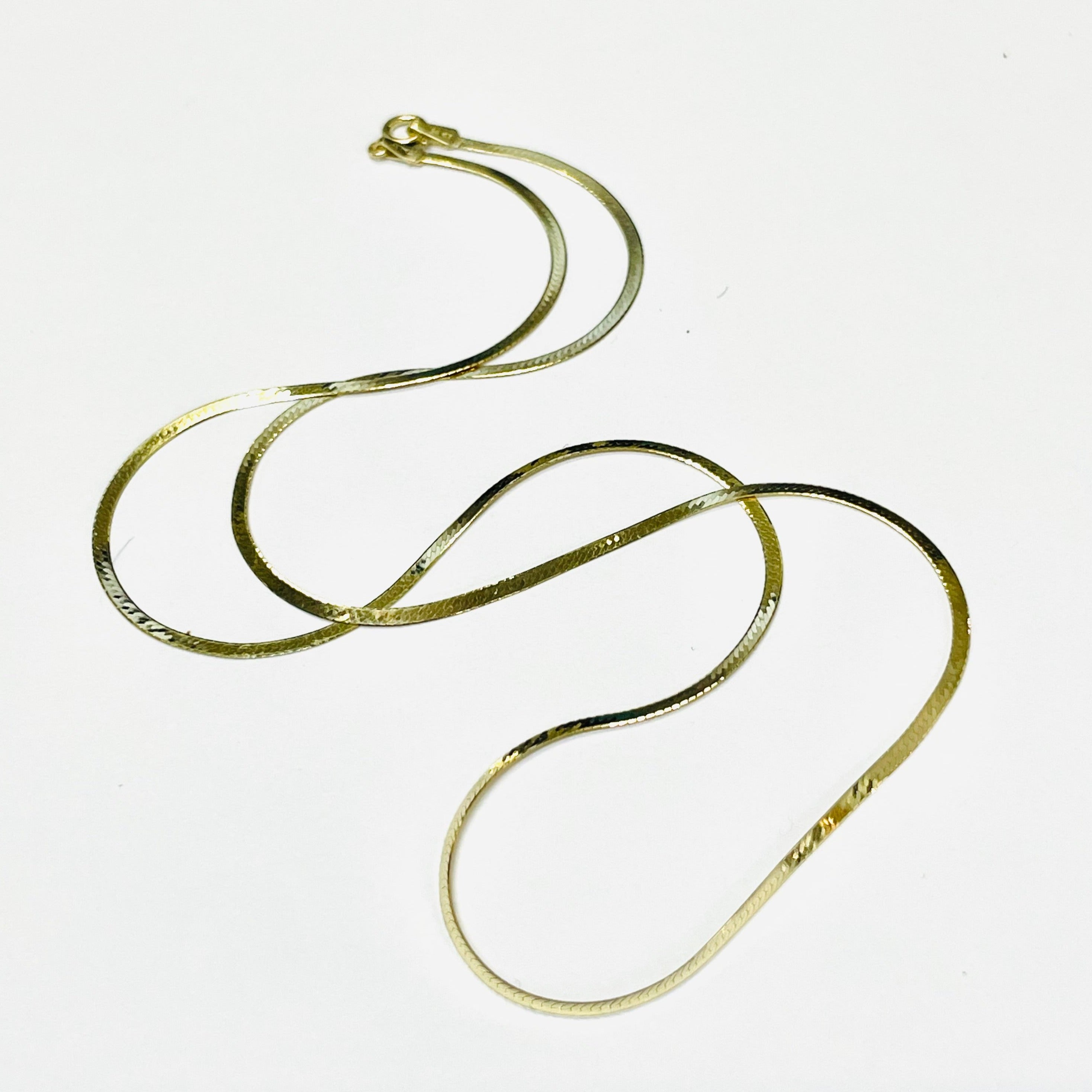 20" 1.3mm 14K Yellow Gold Herringbone Chain Necklace