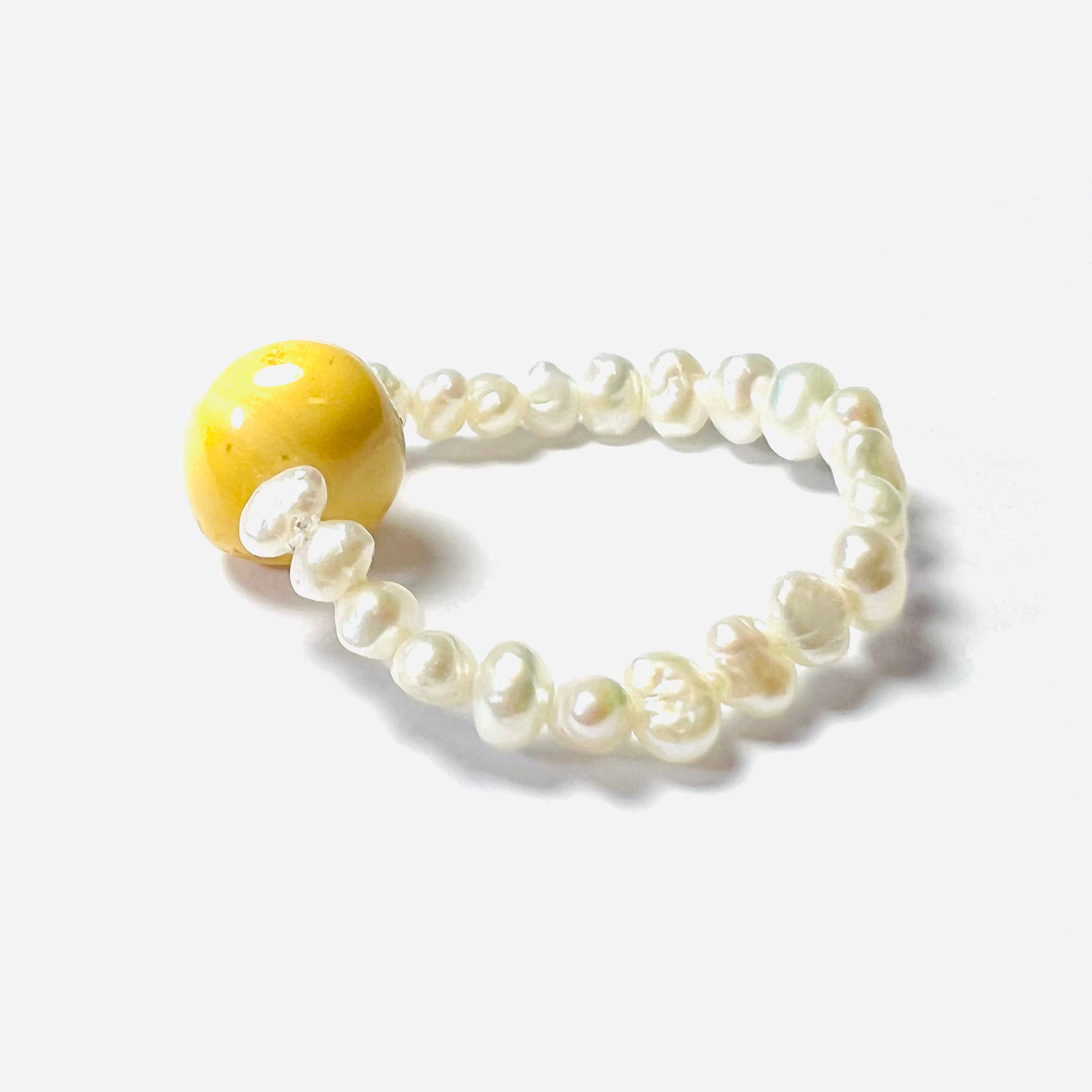 Natural Seed Pearl Amber Eternity Ring 6.5