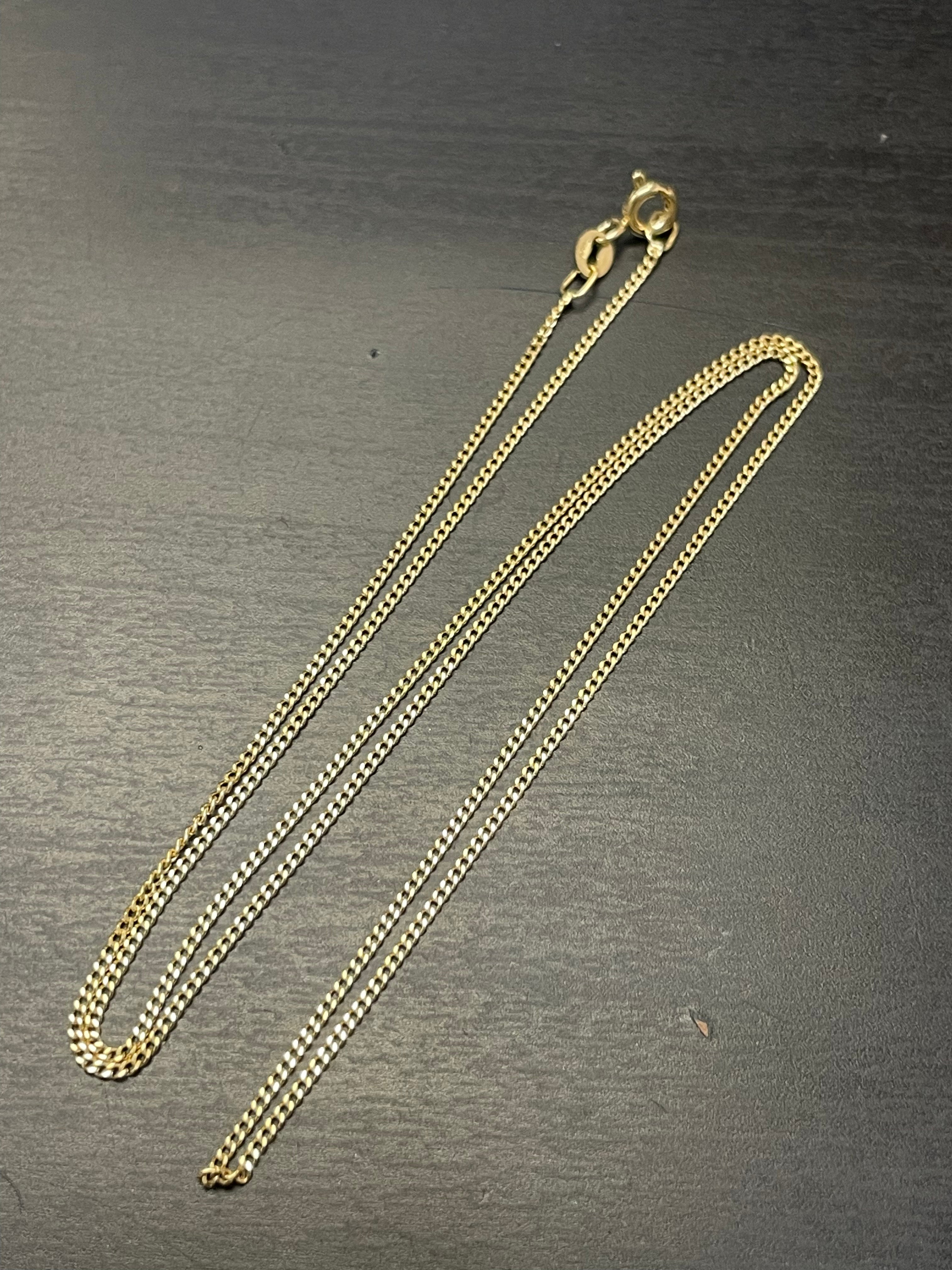 20” 1mm Solid 14K Yellow Gold Curb Chain Necklace