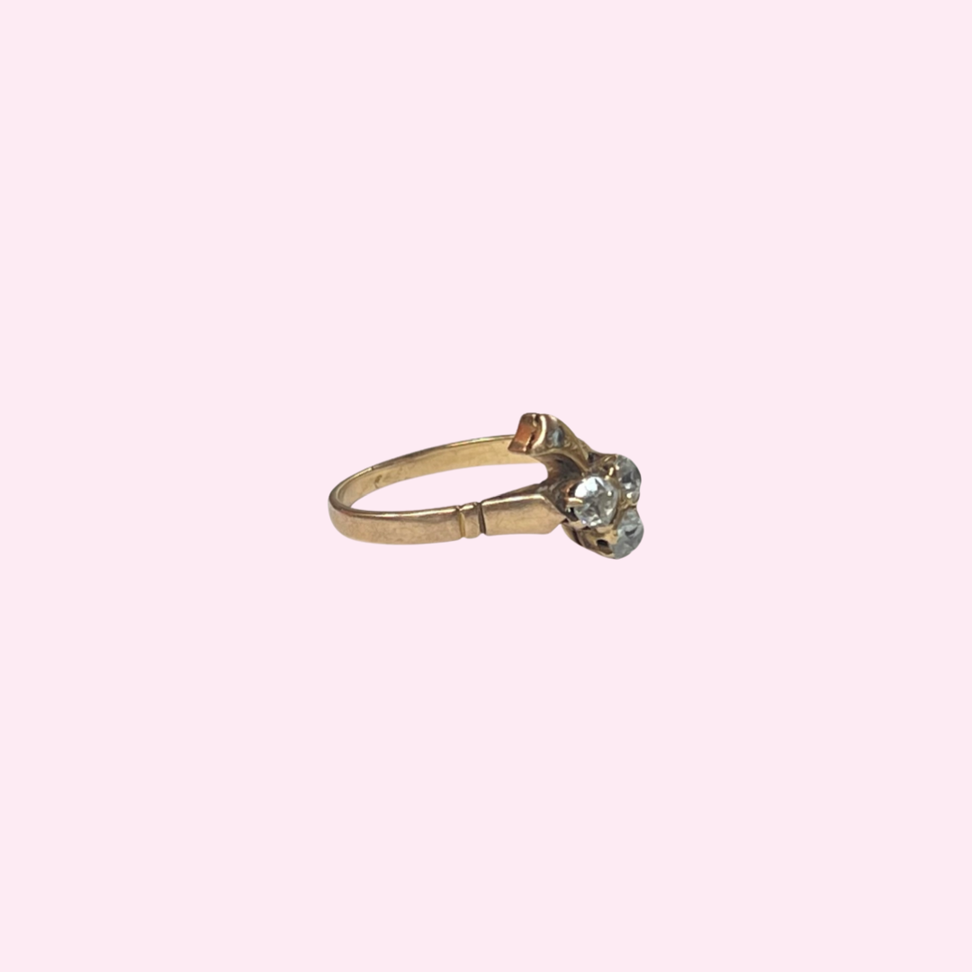 14K 3 Leaf Clover Shamrock Yellow Gold Ring Size 8