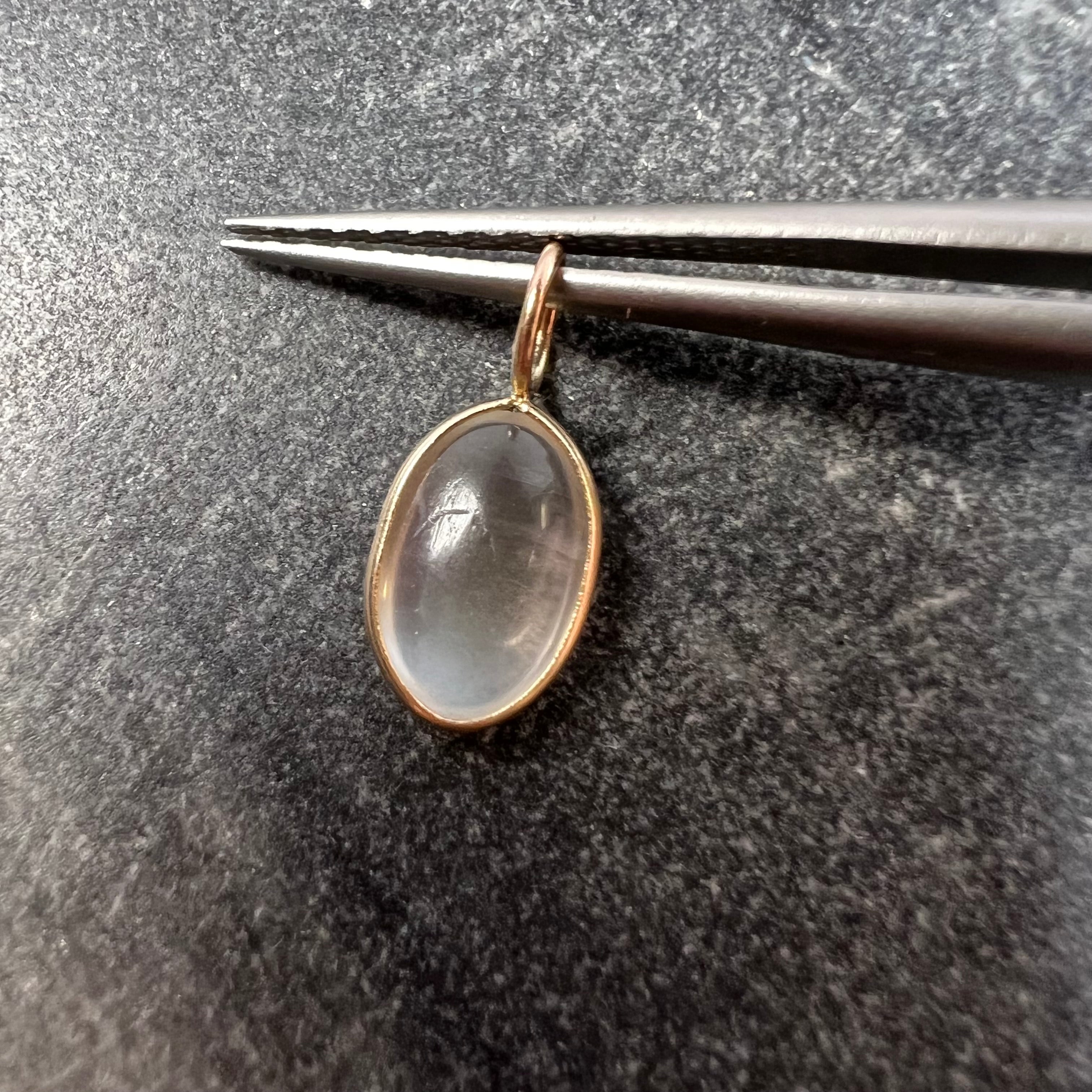 Cabochon Moonstone 14K Yellow Gold Pendant Charm 15.33x6.85x3.07mm