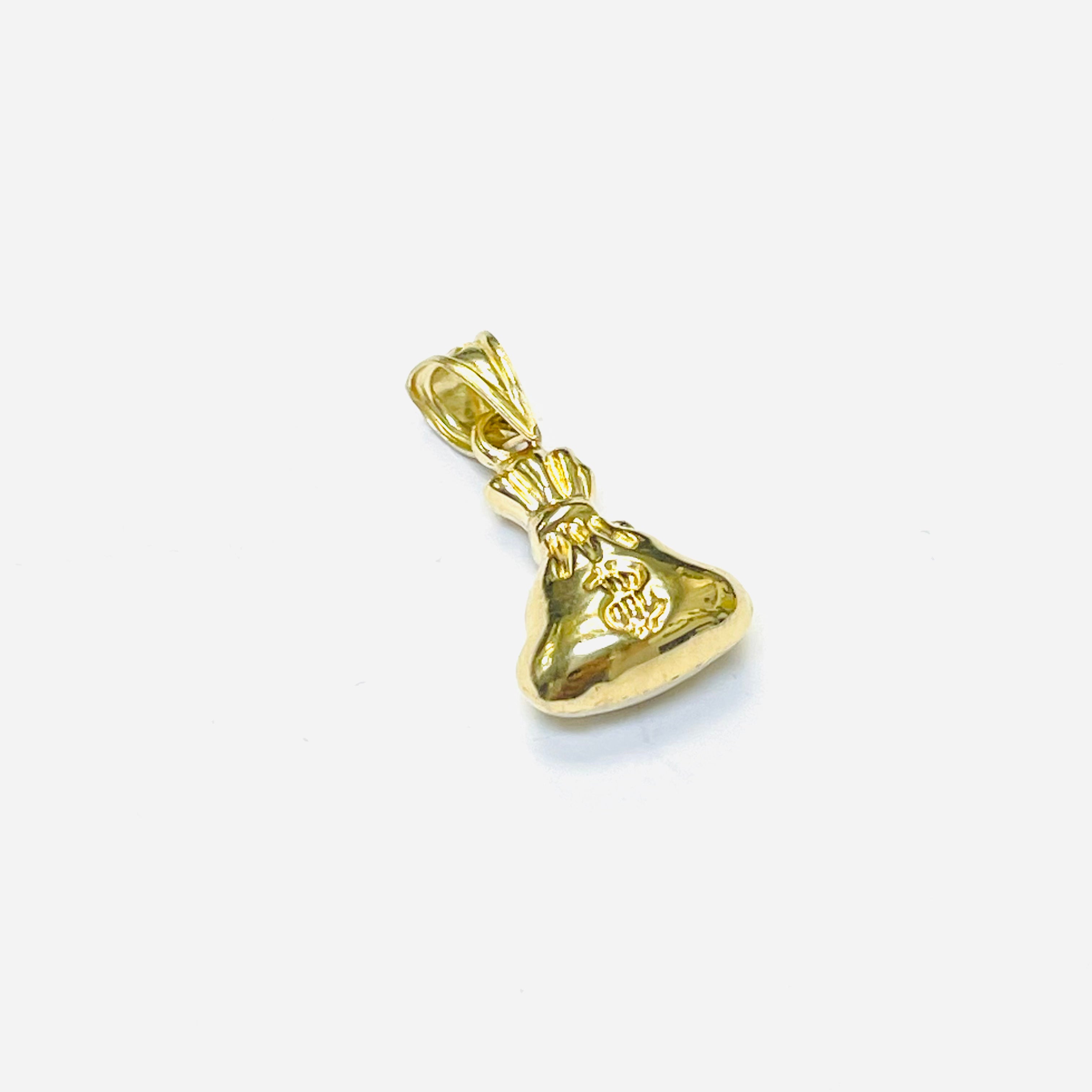 14K Yellow Gold Puffy Money Bag Pendant Charm