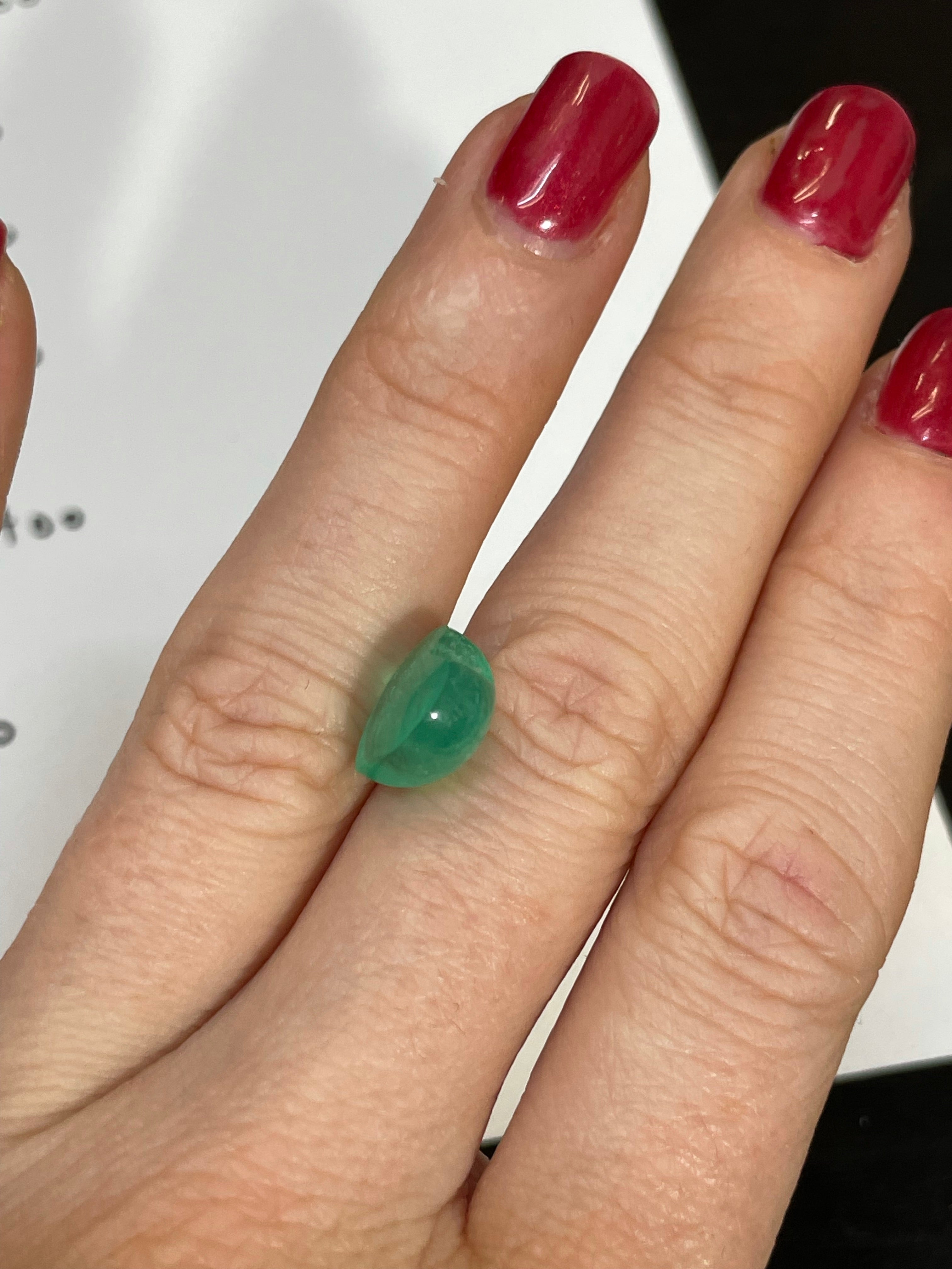 4.96CT Natural Emerald Loose Heart Cabochon 10x10mm