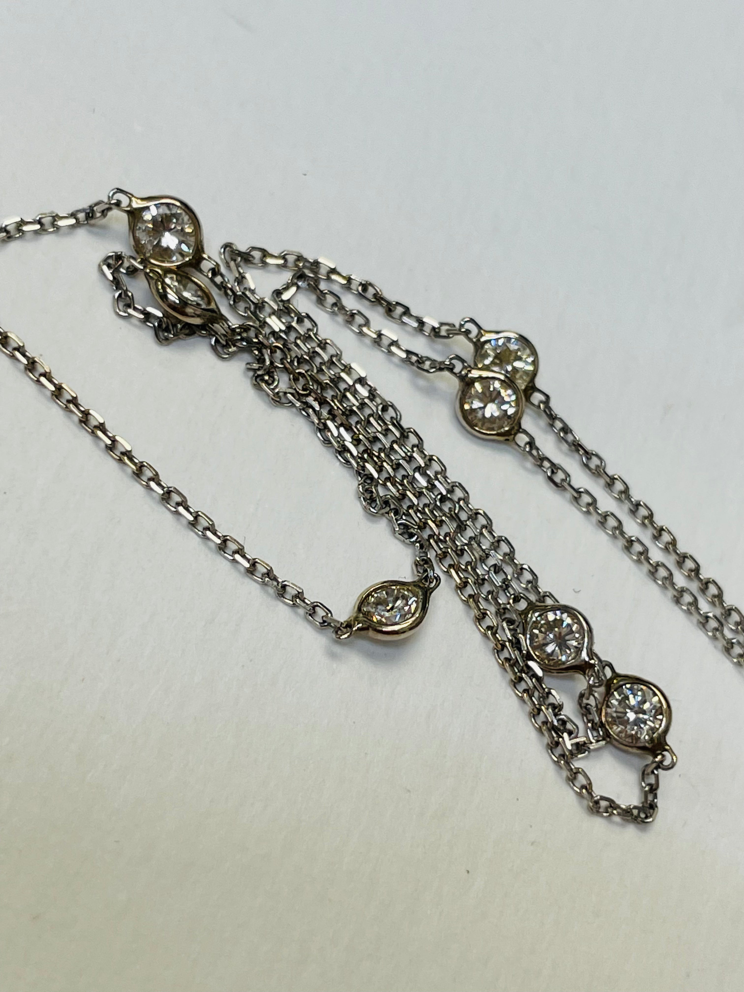 .82CT Diamonds by the Yard Necklace 14K White Gold 17”