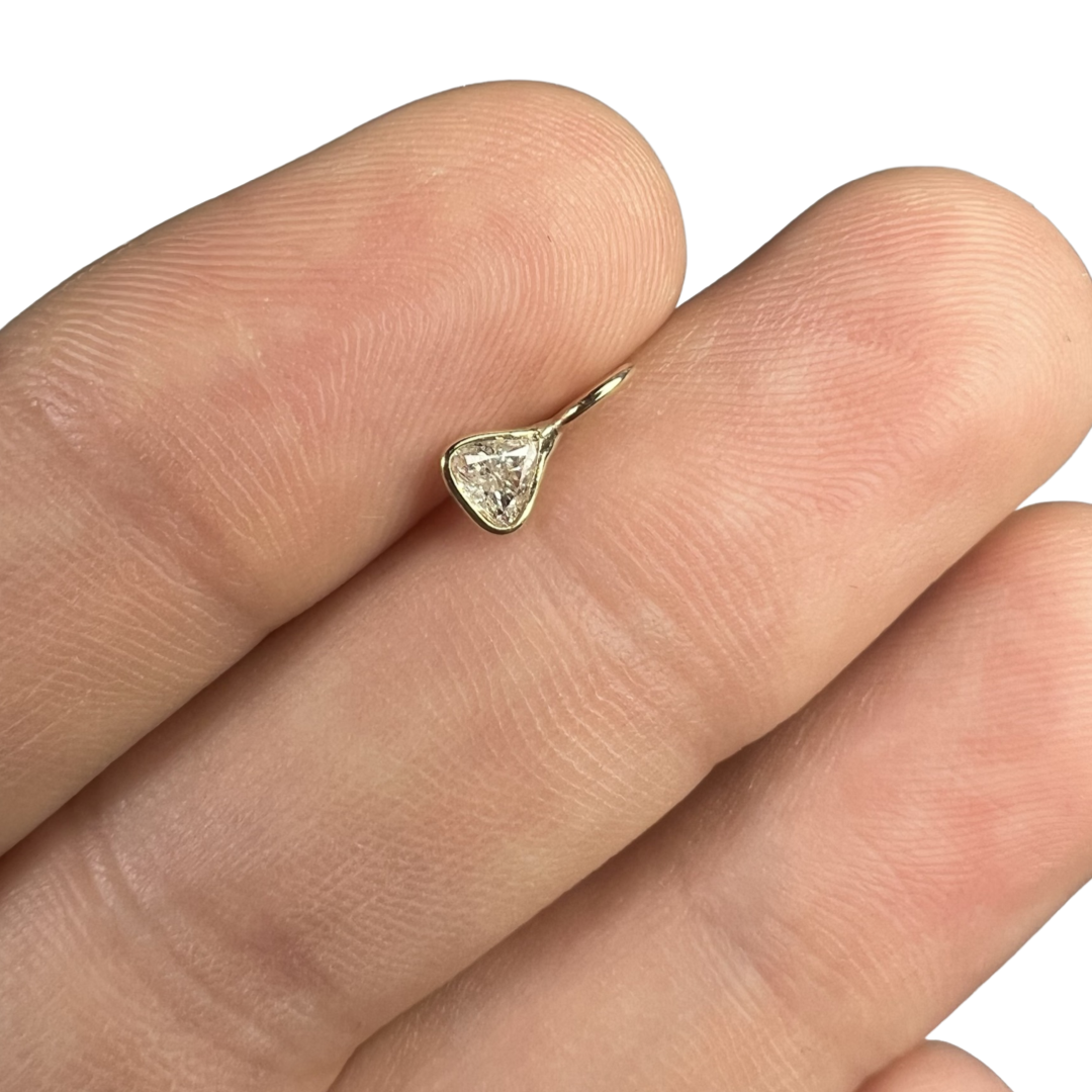 .16ct Trillion Cut Dimond Charm 14K Yellow Gold