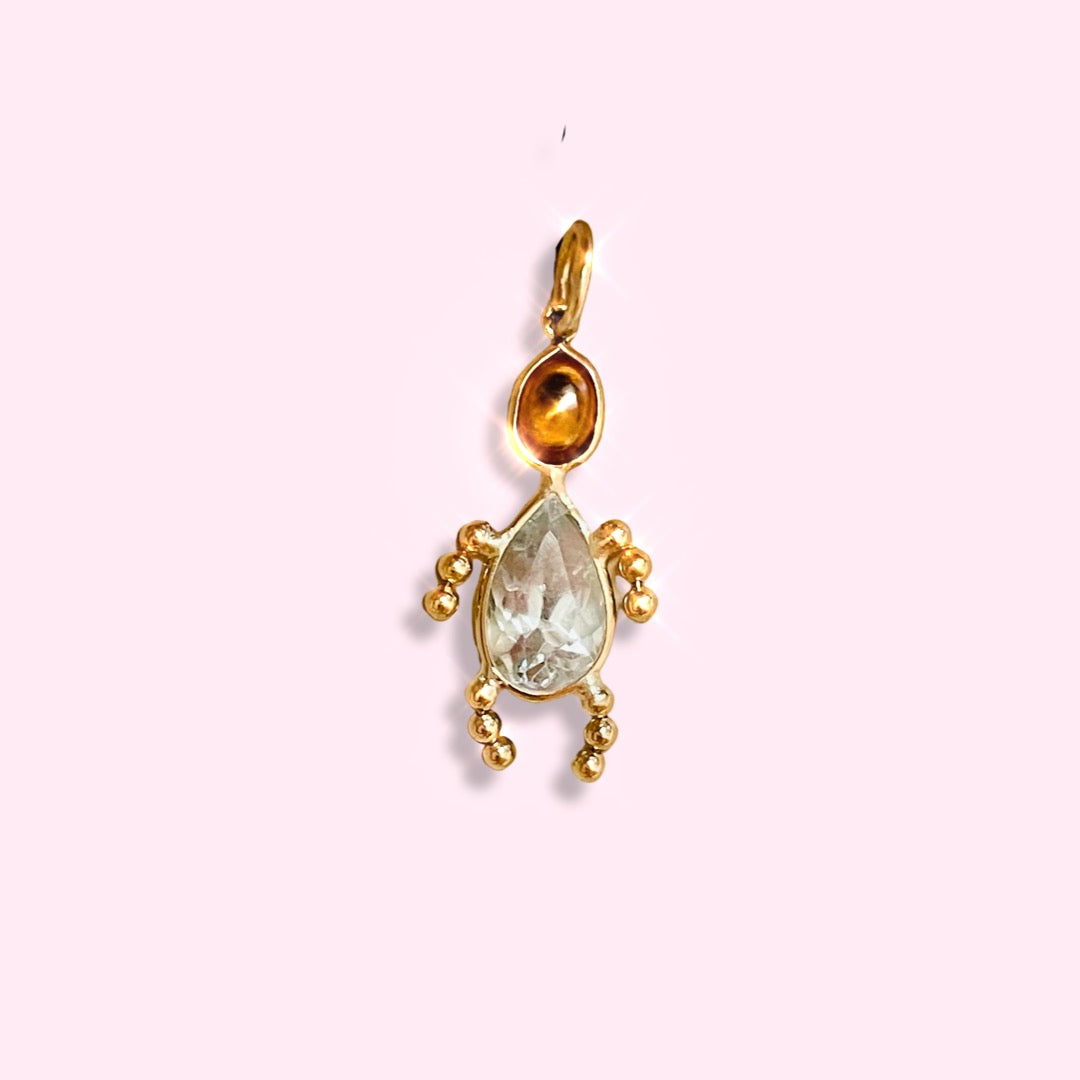 Topaz Aquamarine Gem Doll 14K Yellow Gold