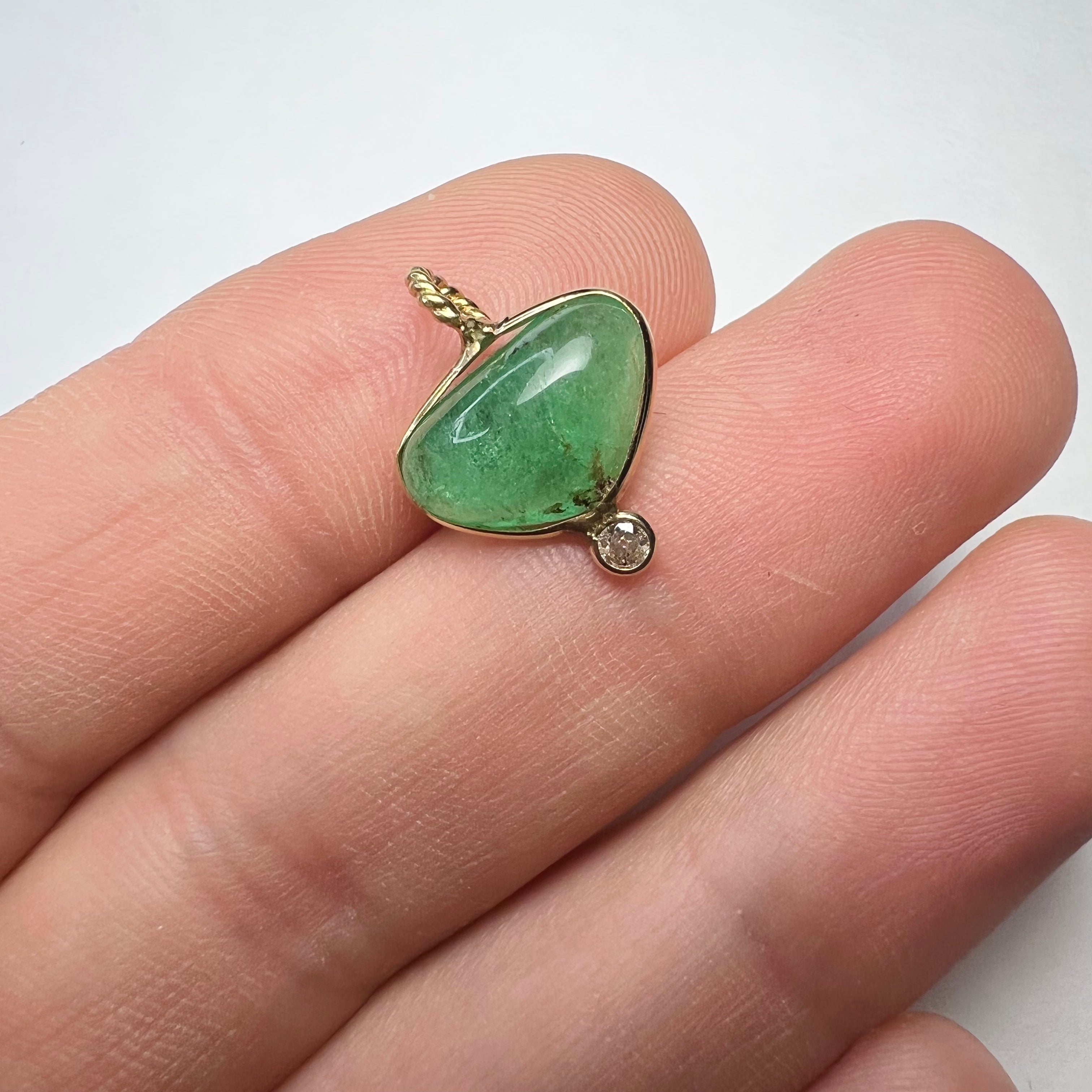 3CT Colombian Emerald 14K Yellow Gold Pendant Charm 16.5x13.2mm