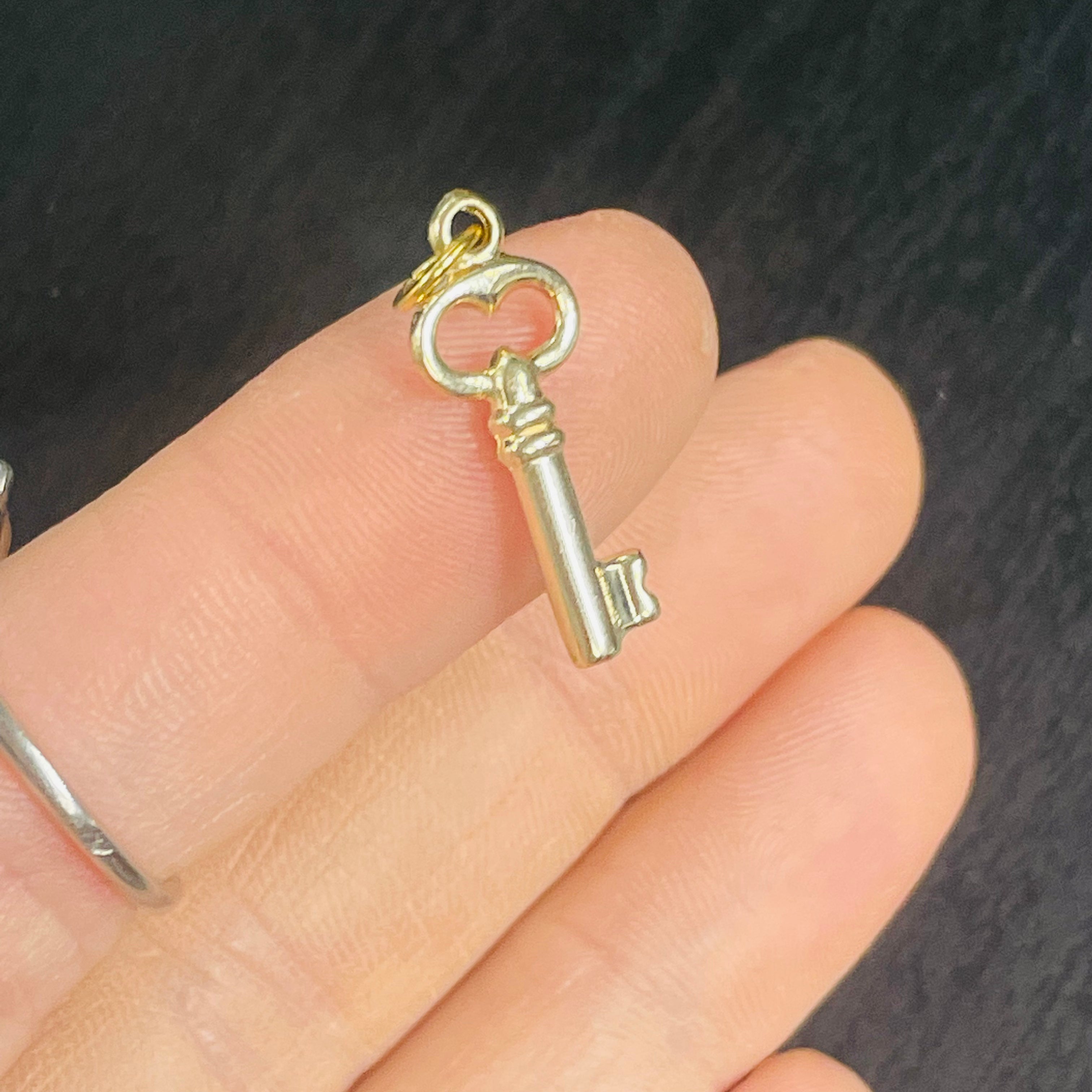 14K Yellow Gold Skeleton Key Charm