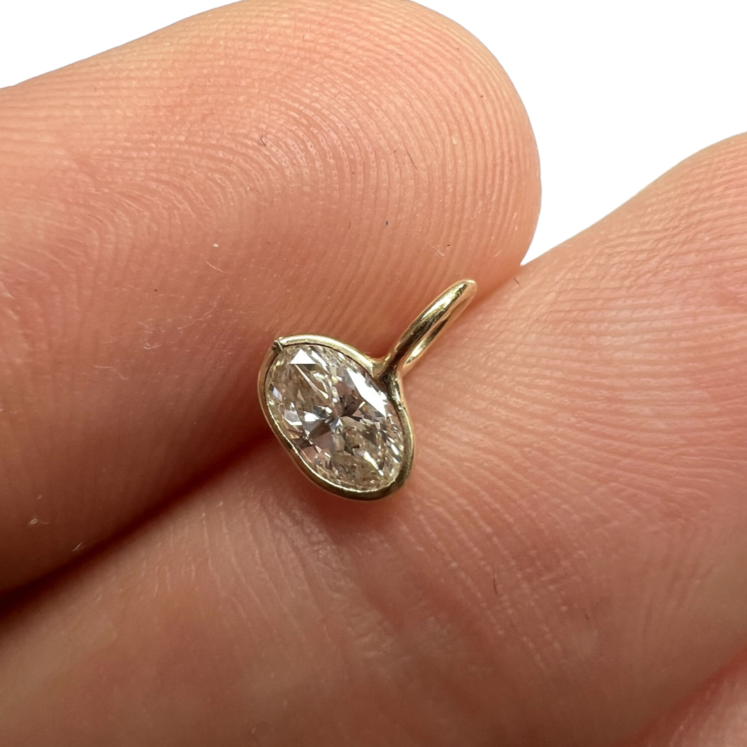 .40ct Oval Diamond Pendant Charm 14K Gold 7.5x6mm