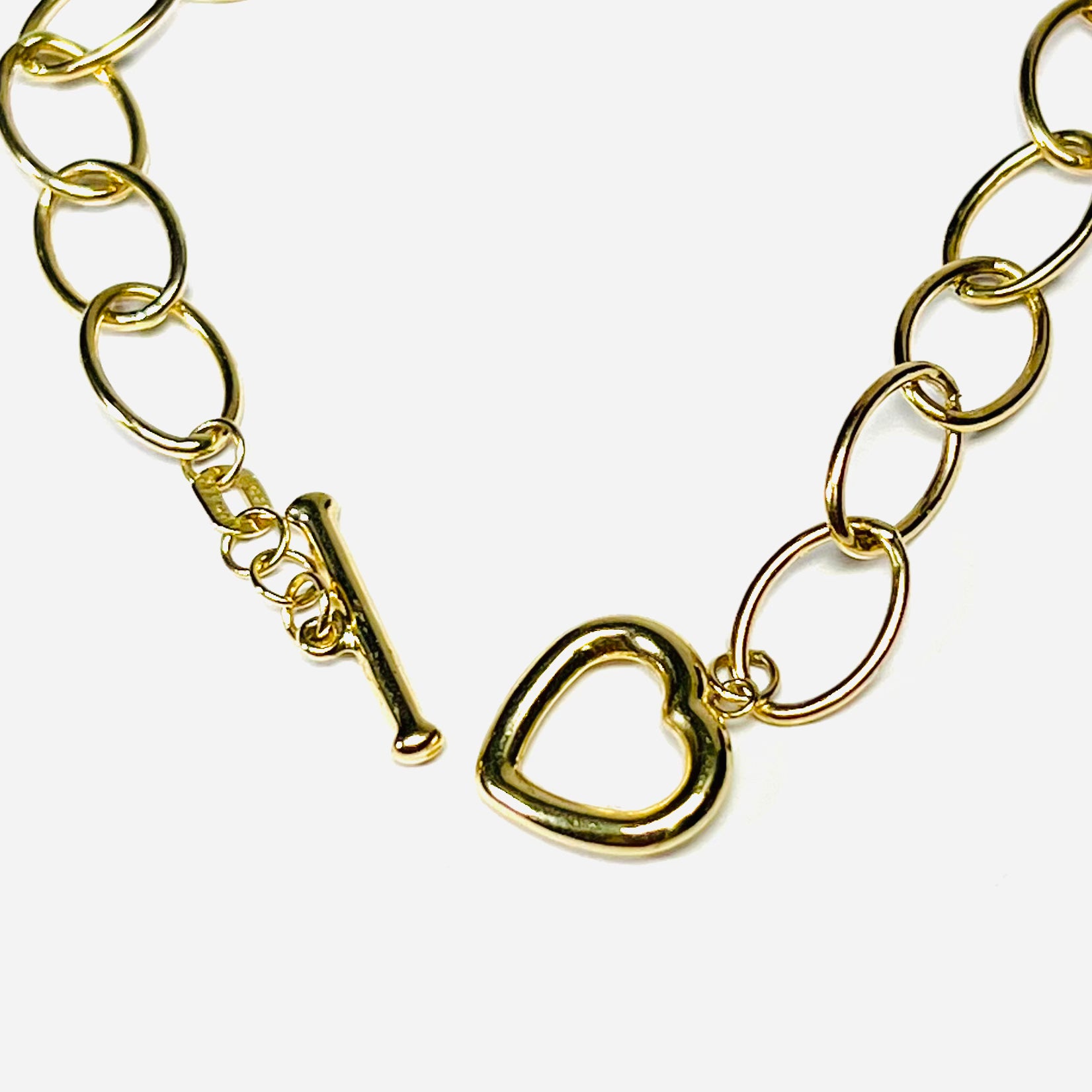 Cute In Solid 14K Yellow Gold Large Oval Link Bracelet 7.5" 2.1grams