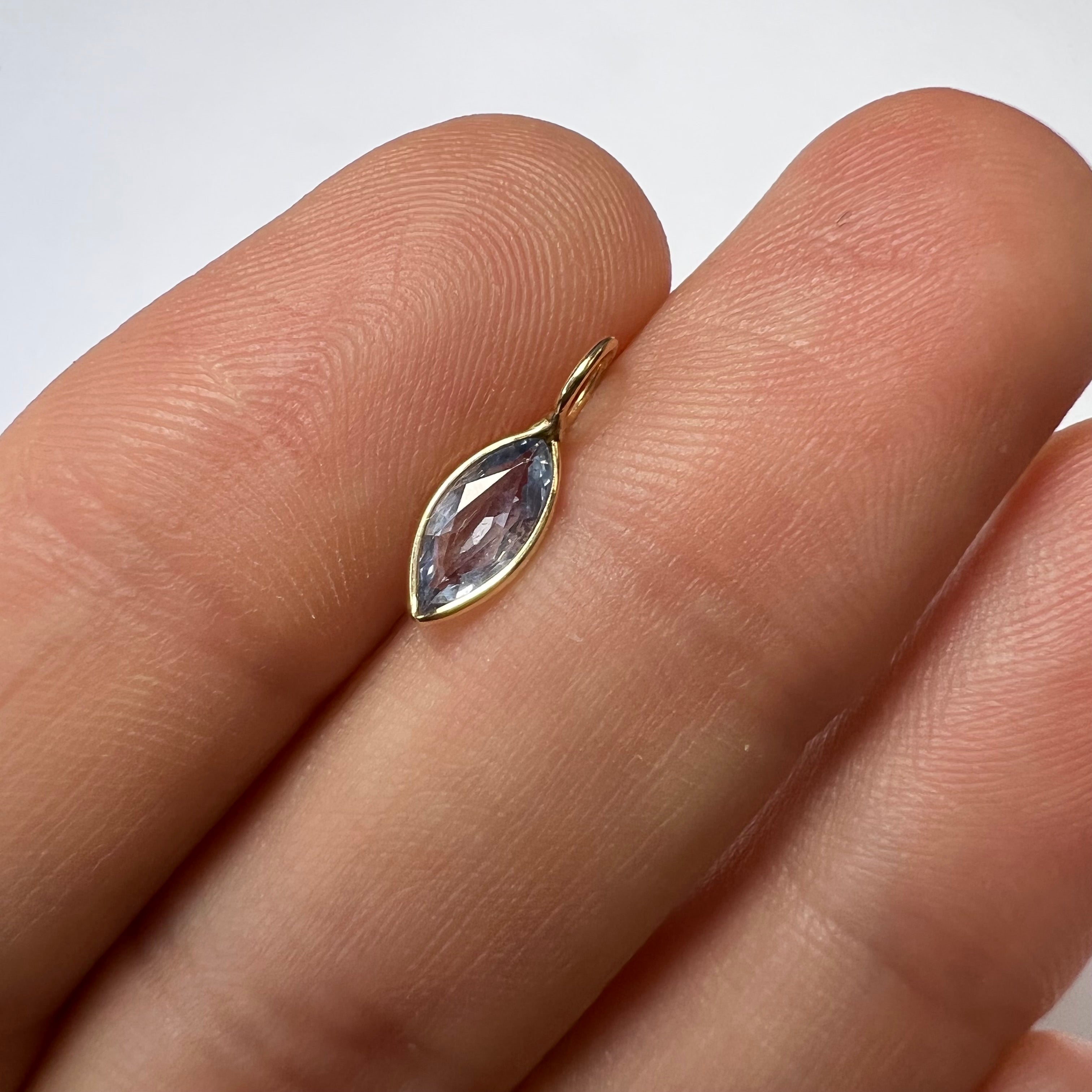 Natural Marquise Sapphire 14K Yellow Gold Pendant Charm 13x4.5mm