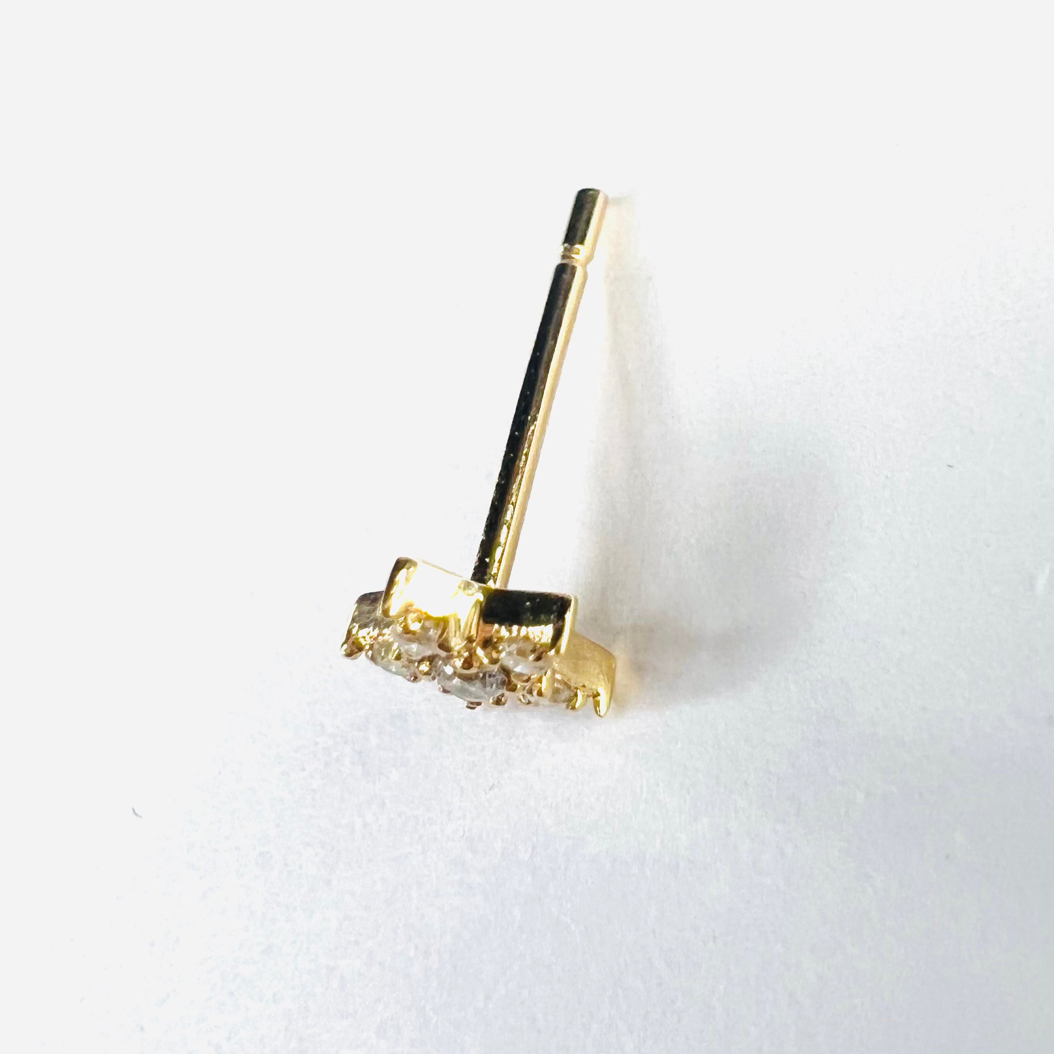 Diamond Celestial 14K Yellow Gold Diamond Single Star Earring Stud 5mm