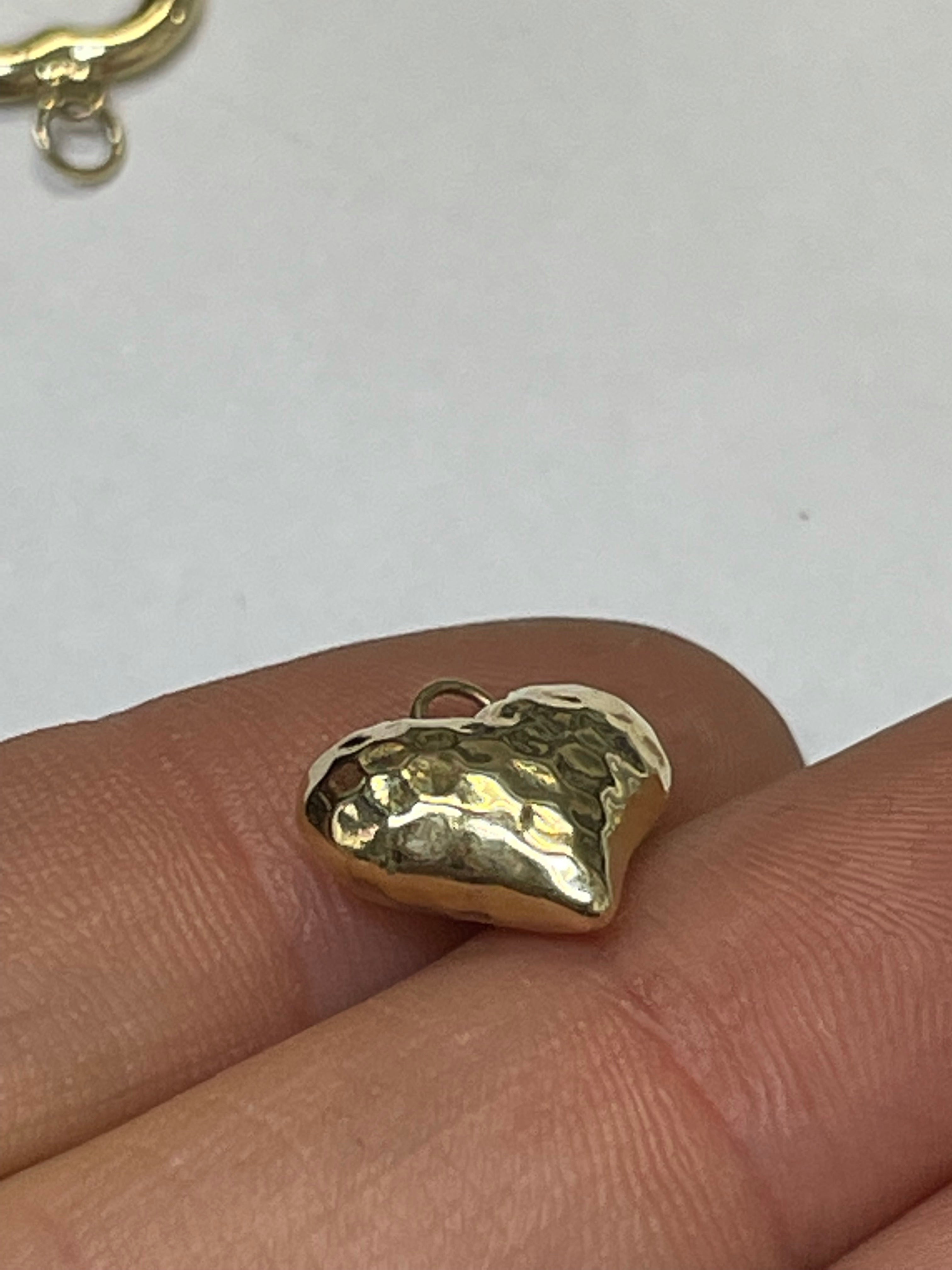 14K Yellow Gold Puffy Heart Pendant Charm