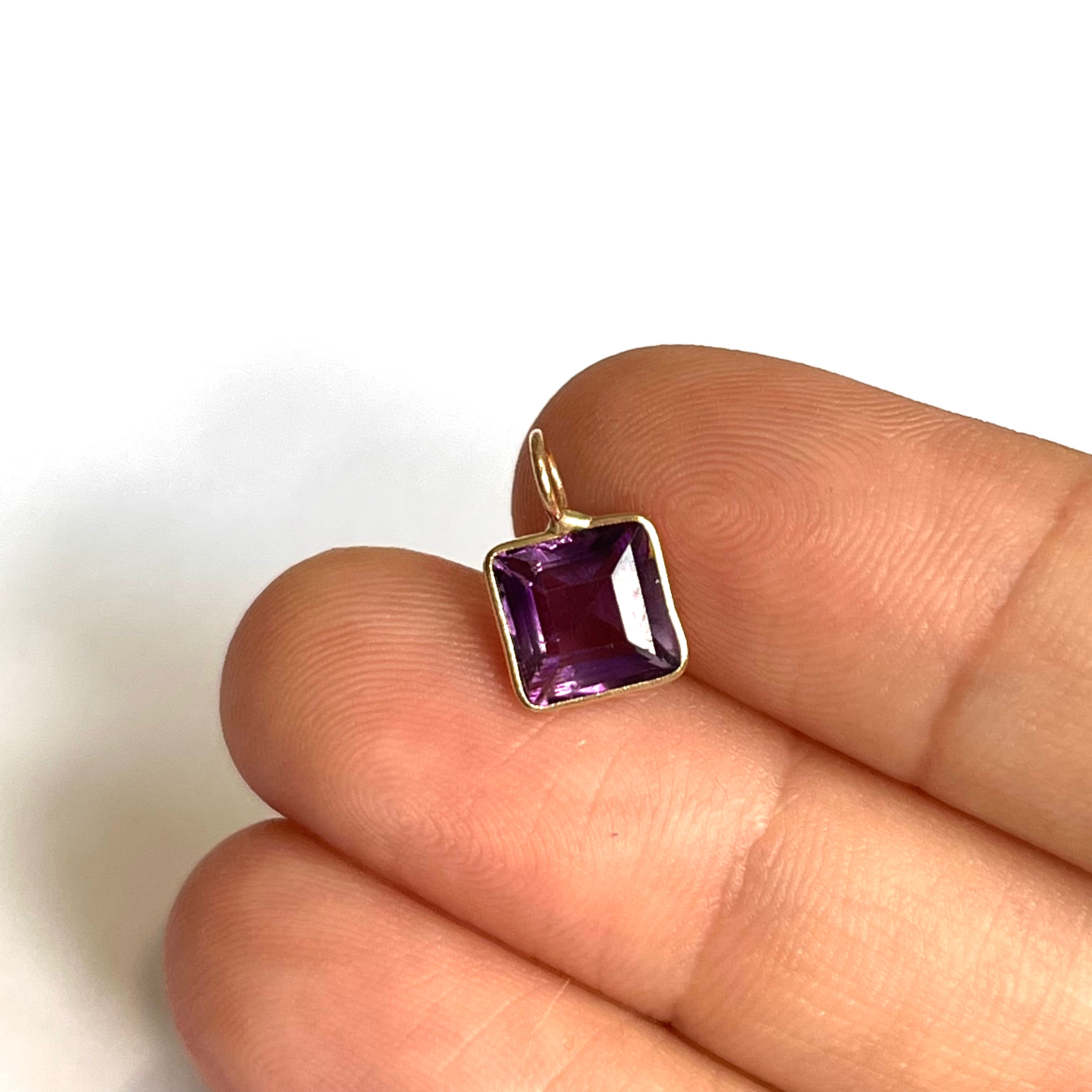 1.86ct Natural Amethyst 14K Yellow Gold Pendant Charm 12x8mm