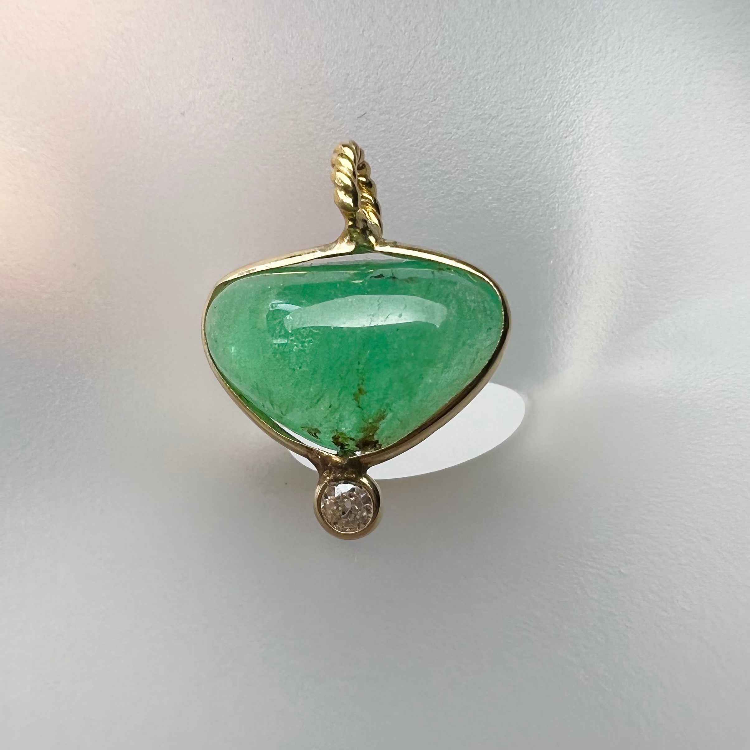 3CT Colombian Emerald 14K Yellow Gold Pendant Charm 16.5x13.2mm
