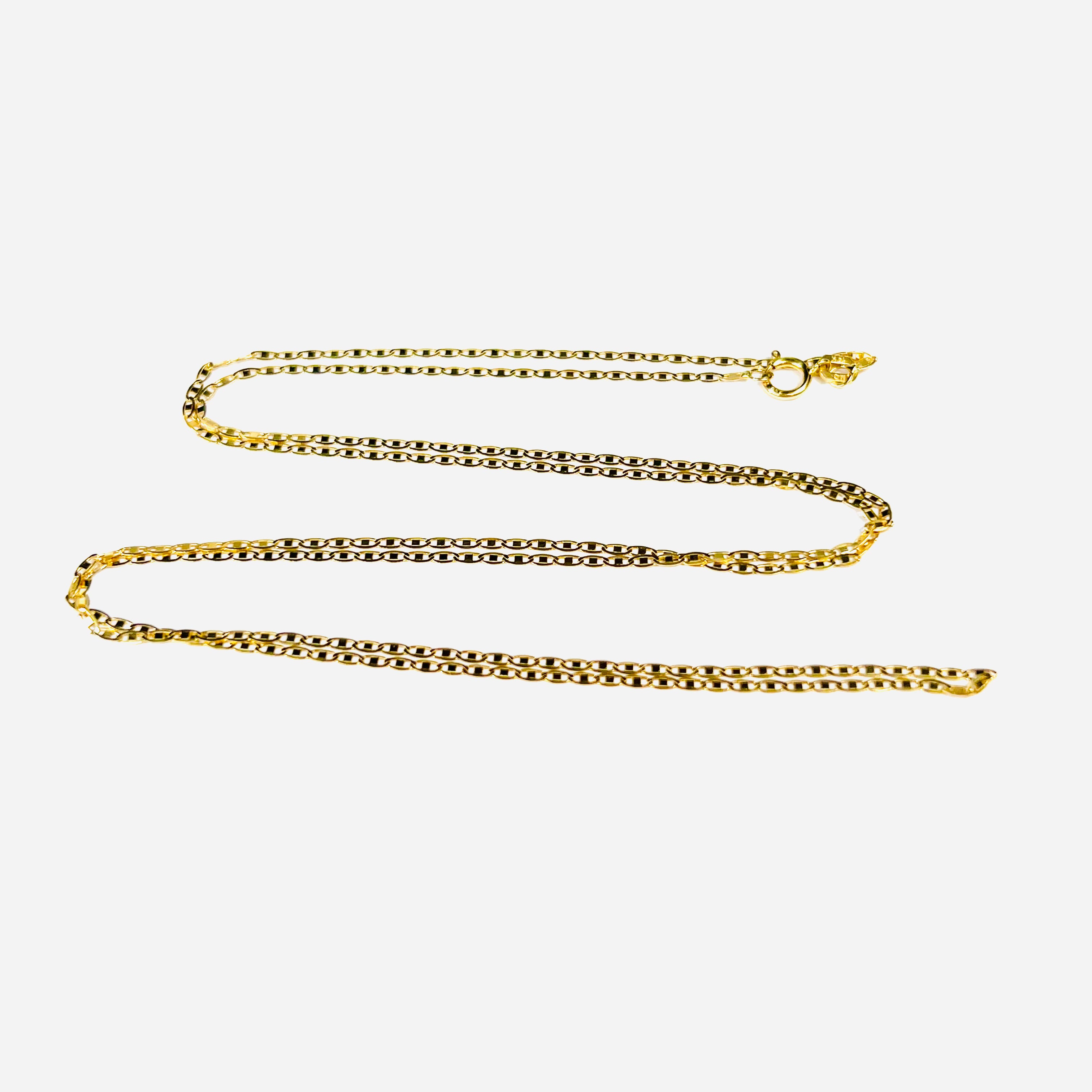 24" 14K Yellow Gold Flat Mariner Chain Necklace