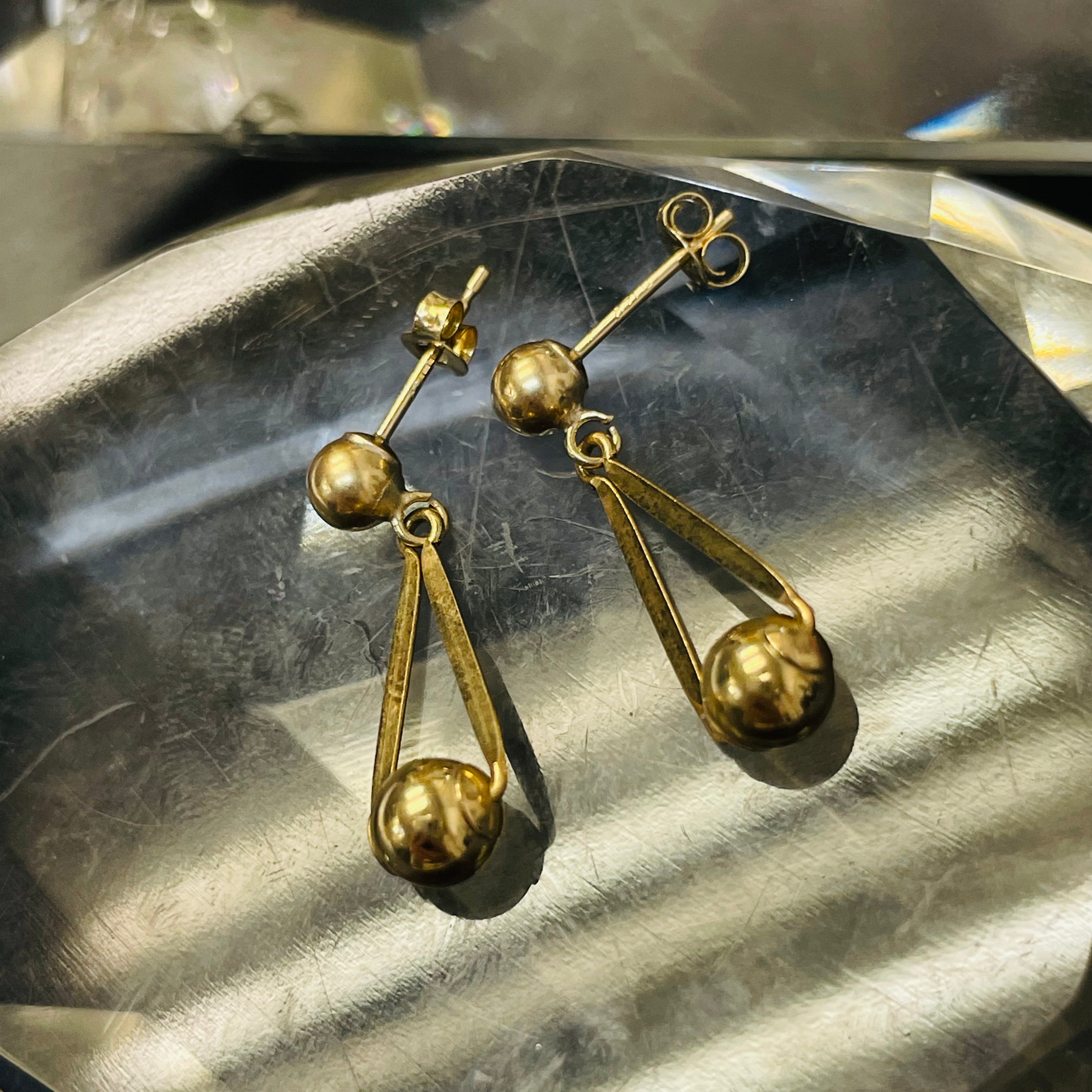 14K Yellow Gold .75" Ball Drop Earrings