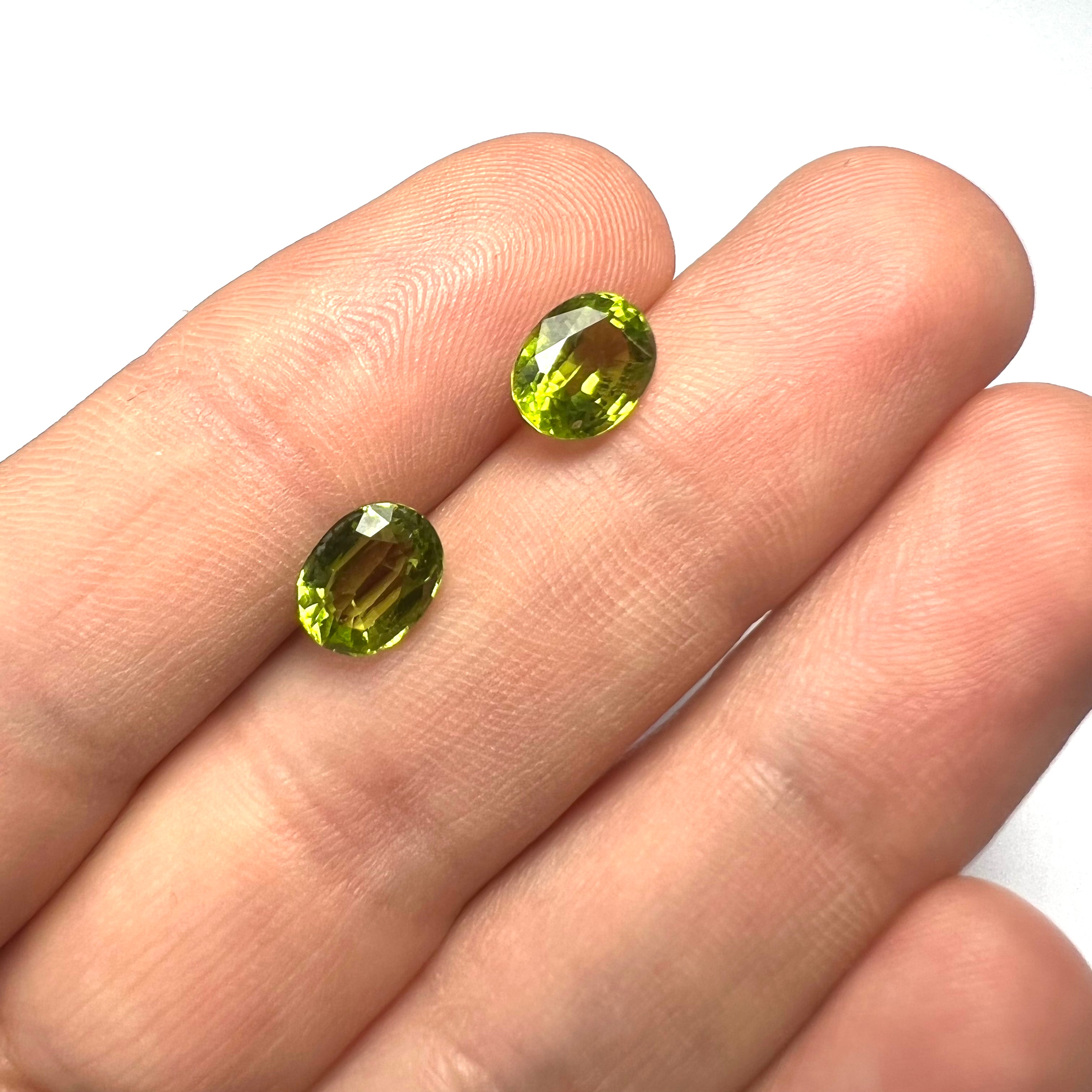 3.12CTW Pair of Loose Natural Oval Cut Peridot 8.10x6.05x4mm Earth mined Gemston
