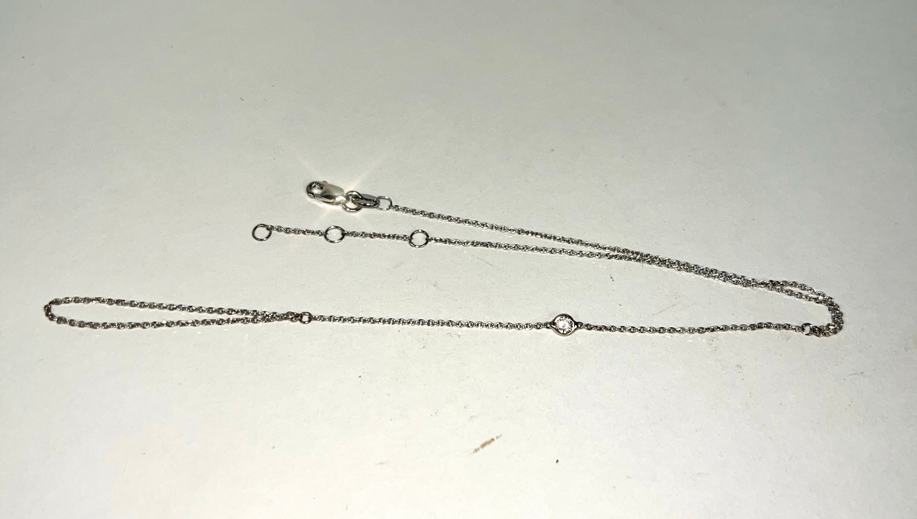 Round Diamond Hand Chain in Solid 14K White Gold