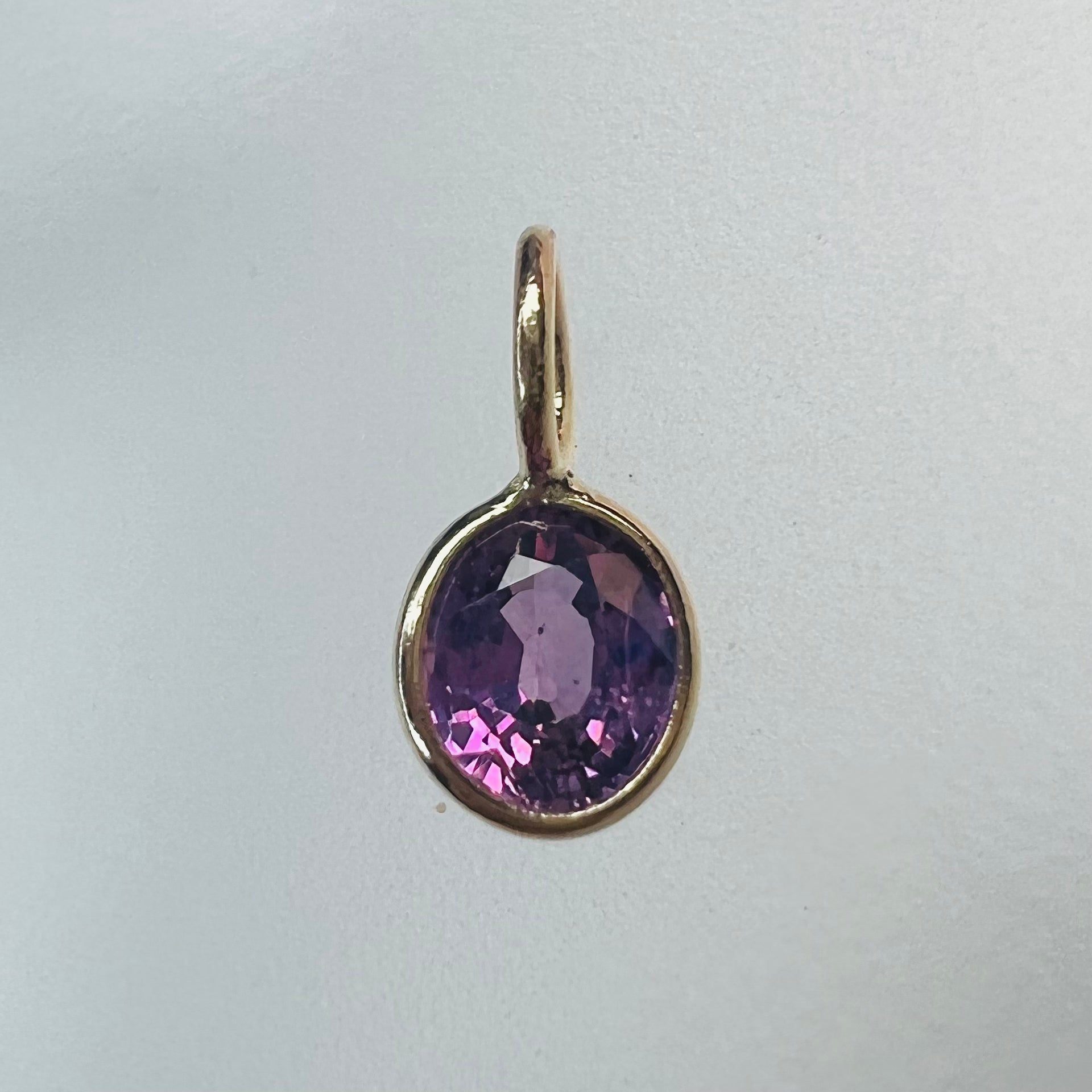 .56CT Natural Round Ruby 14K Yellow Gold Pendant Charm 9x4mm