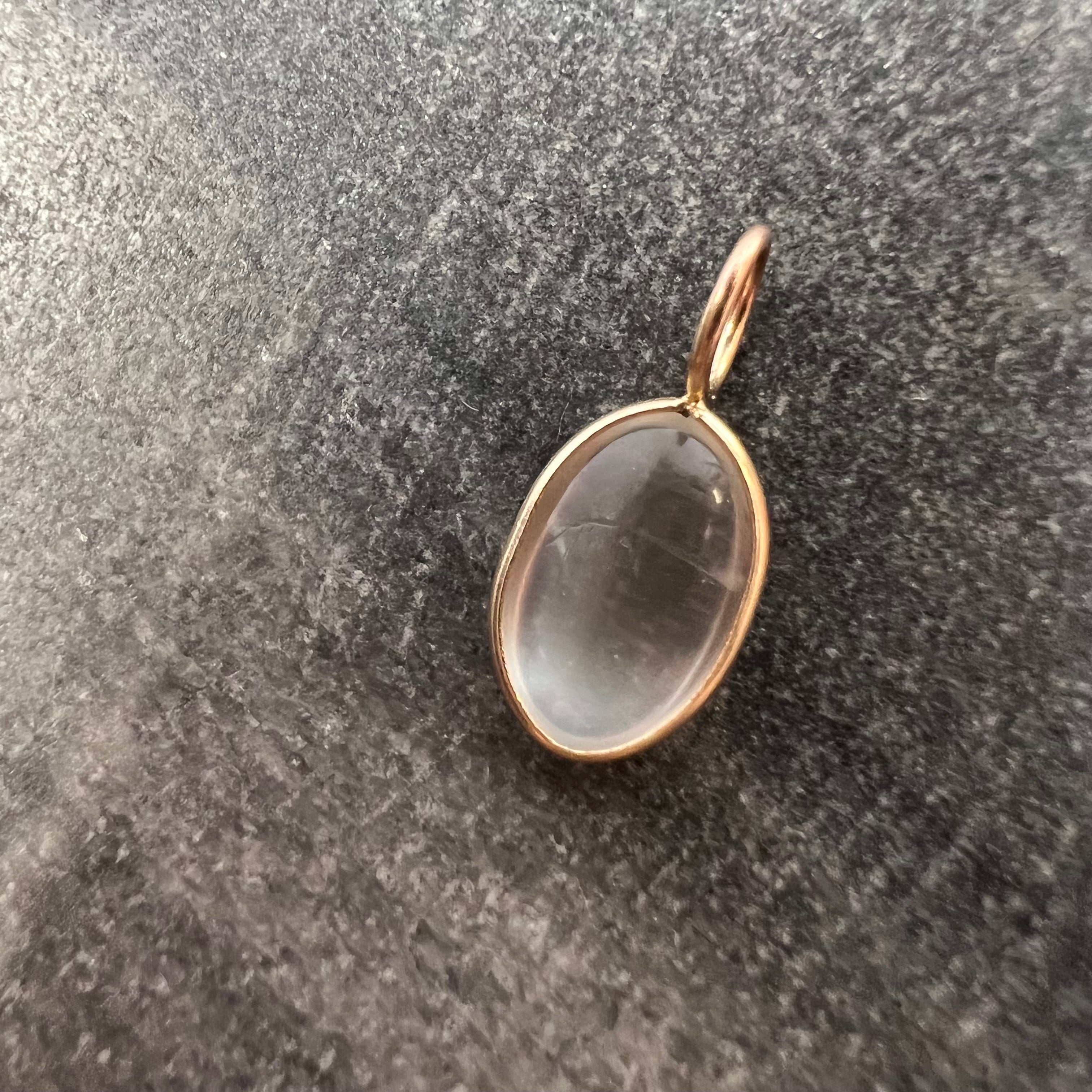 Cabochon Moonstone 14K Yellow Gold Pendant Charm 15.33x6.85x3.07mm