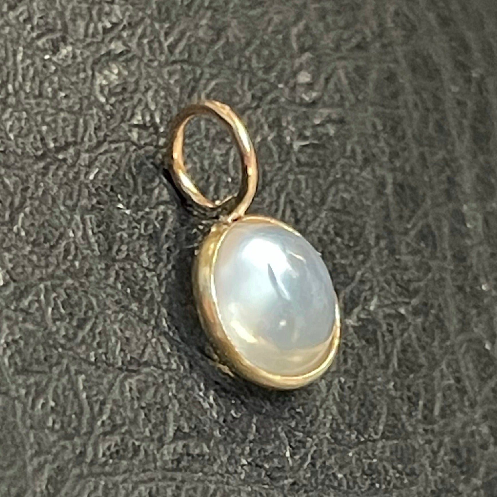 1.5CT Moonstone Charm 14K Yellow Gold 13x7mm