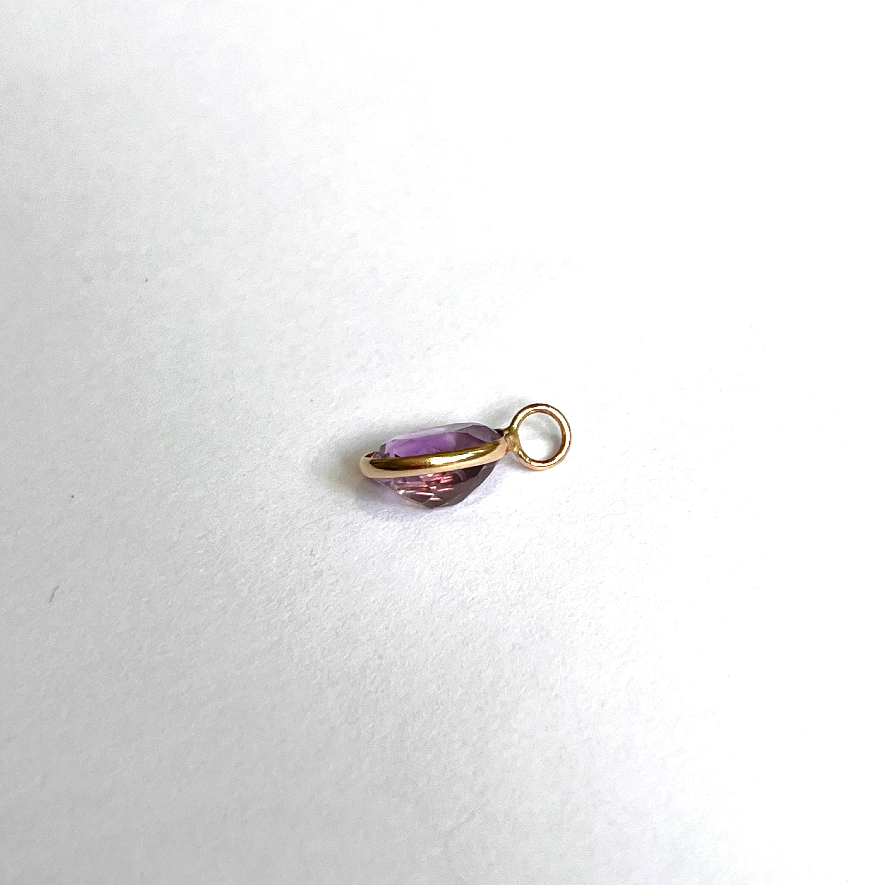 2.110ct Natural Oval Amethyst 14K Yellow Gold Pendant Charm 14x8mm