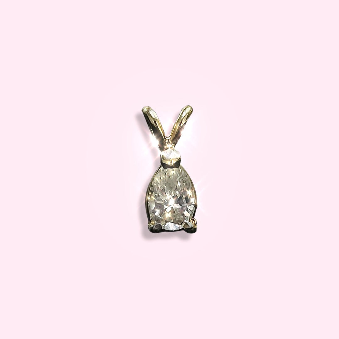 .59CT Natural Pear Diamond 14K Yellow Gold Pendant