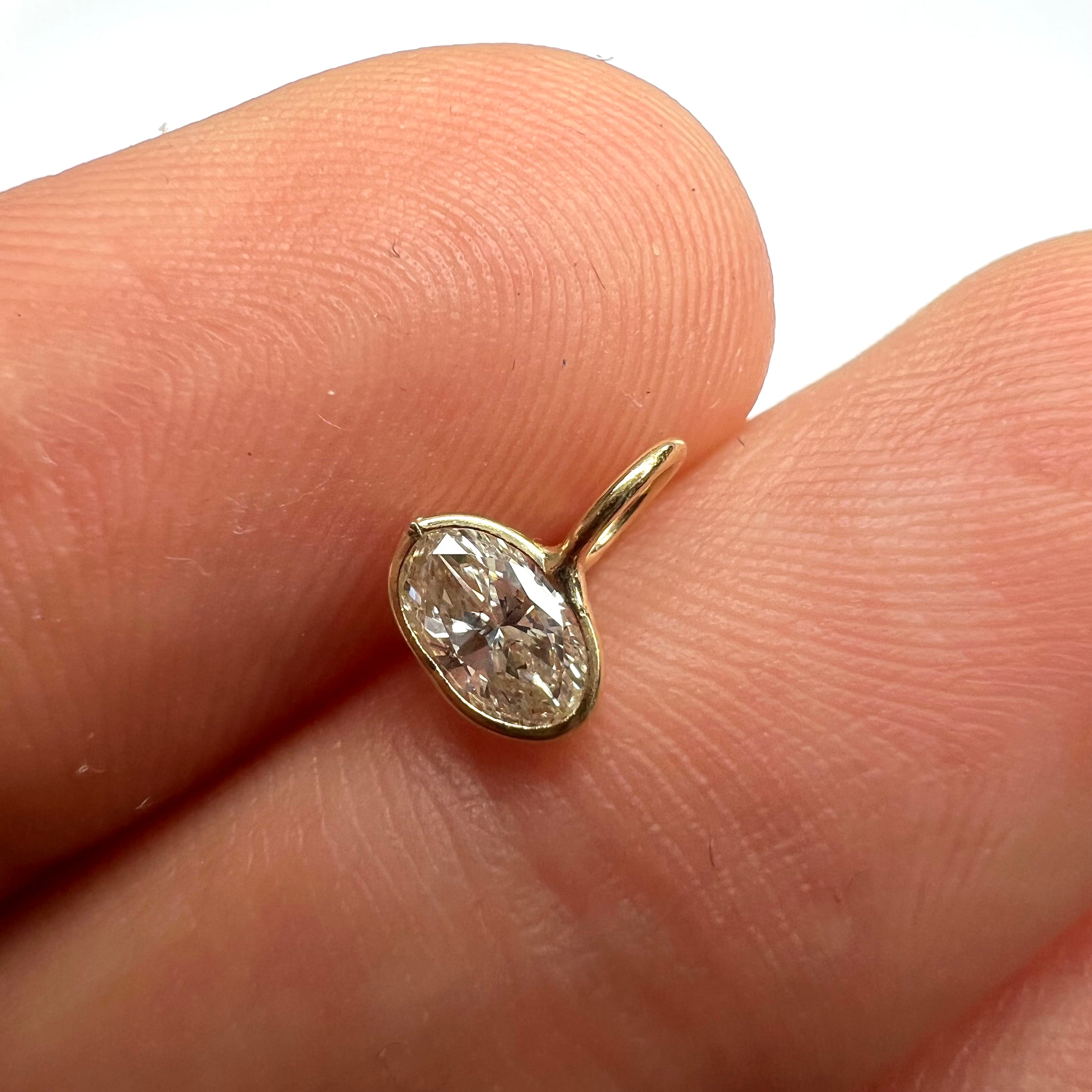 .40ct Oval Diamond Pendant Charm 14K Gold 7.5x6mm
